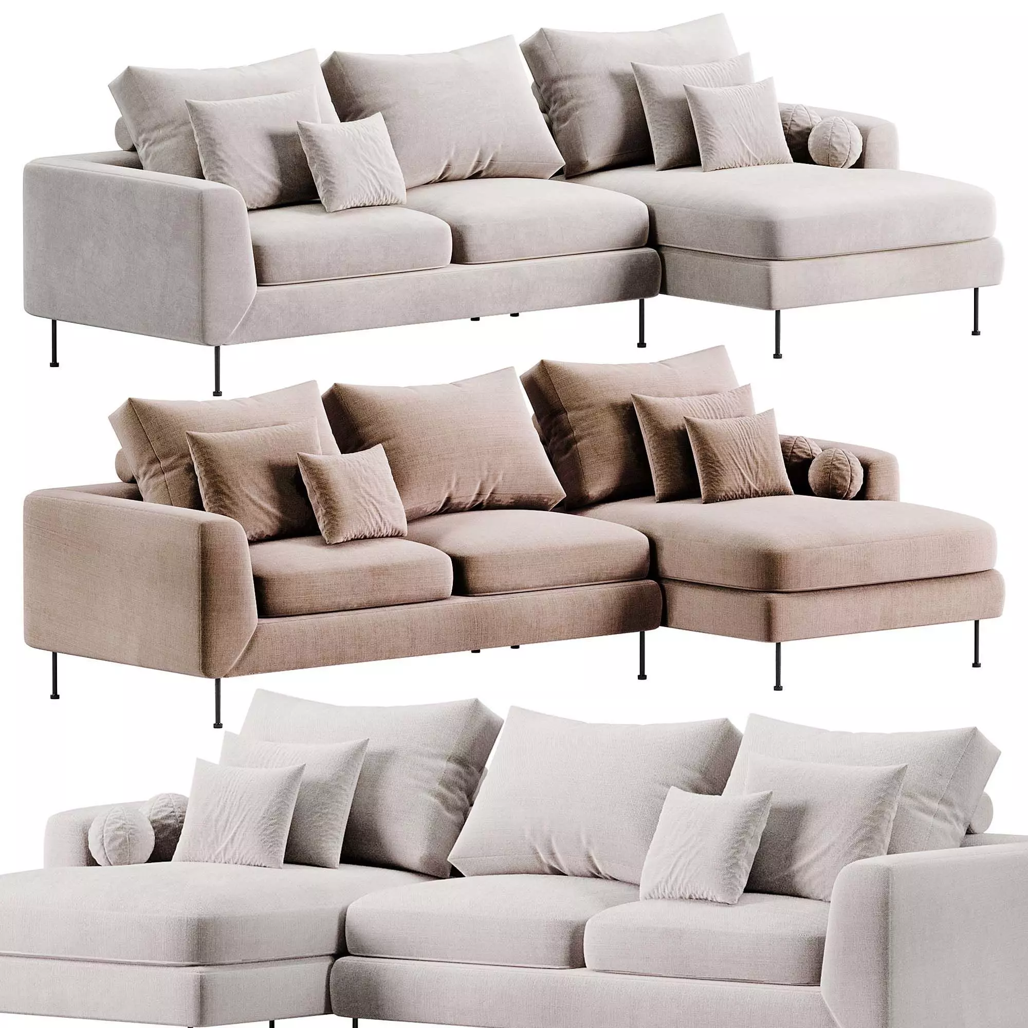 Sofa Narozna Cucita By Westwing 3D model
