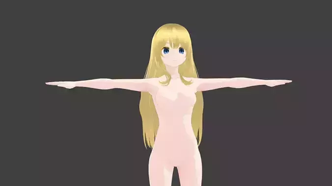 T pose rigged model - Juliet Persia anime girl 3D model