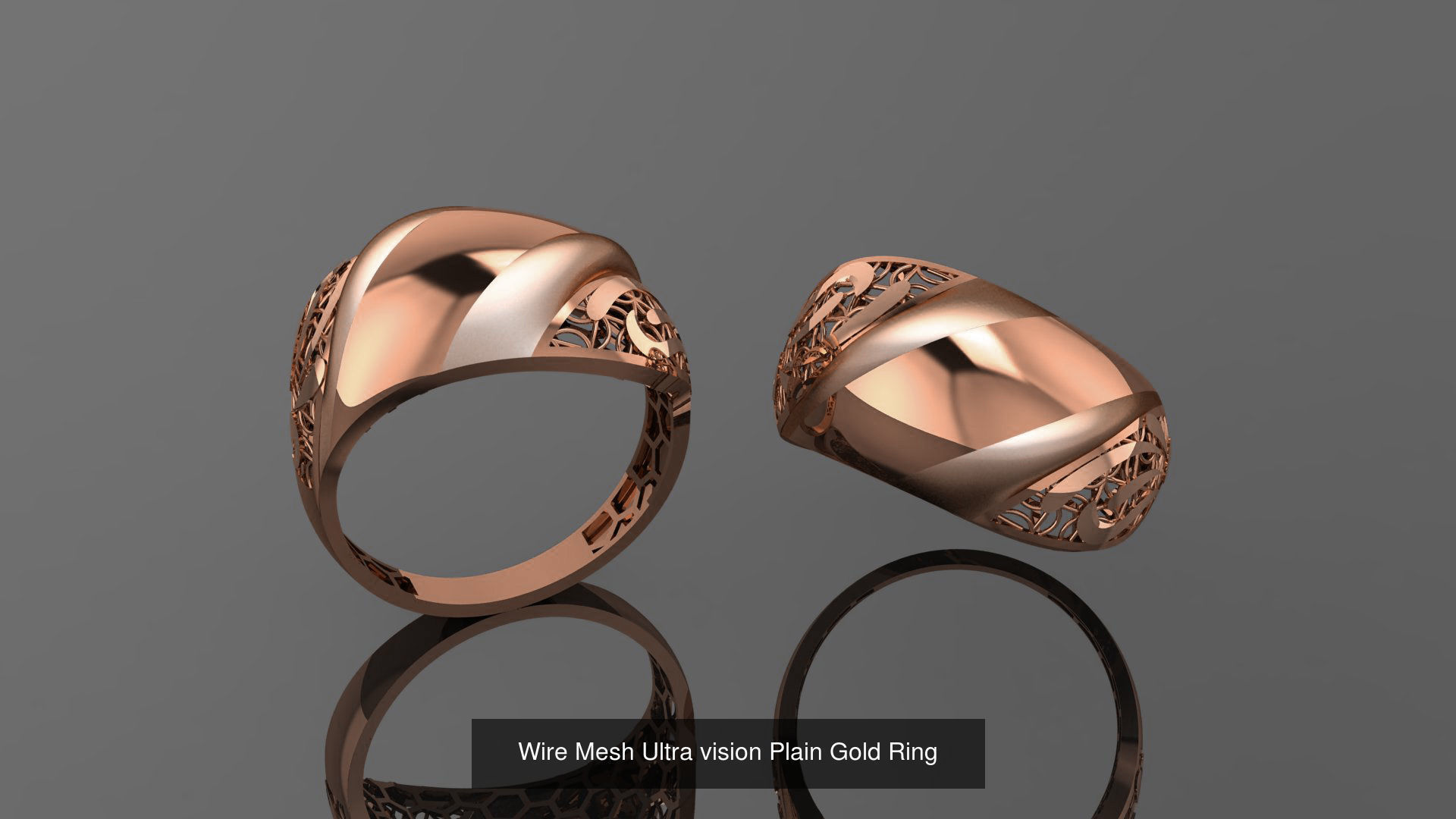 49 Wire Mesh Ultra vision Plain Gold Ring 3D Model Collection_40