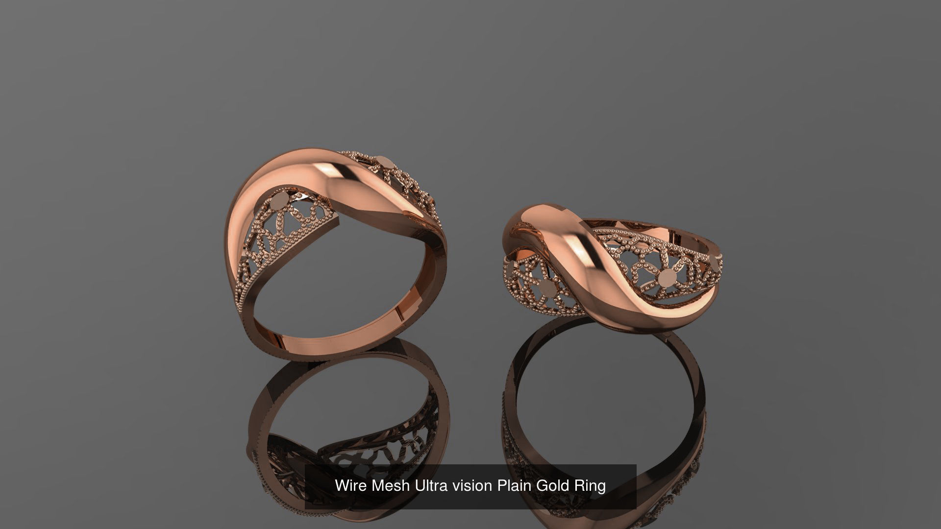 49 Wire Mesh Ultra vision Plain Gold Ring 3D Model Collection_42