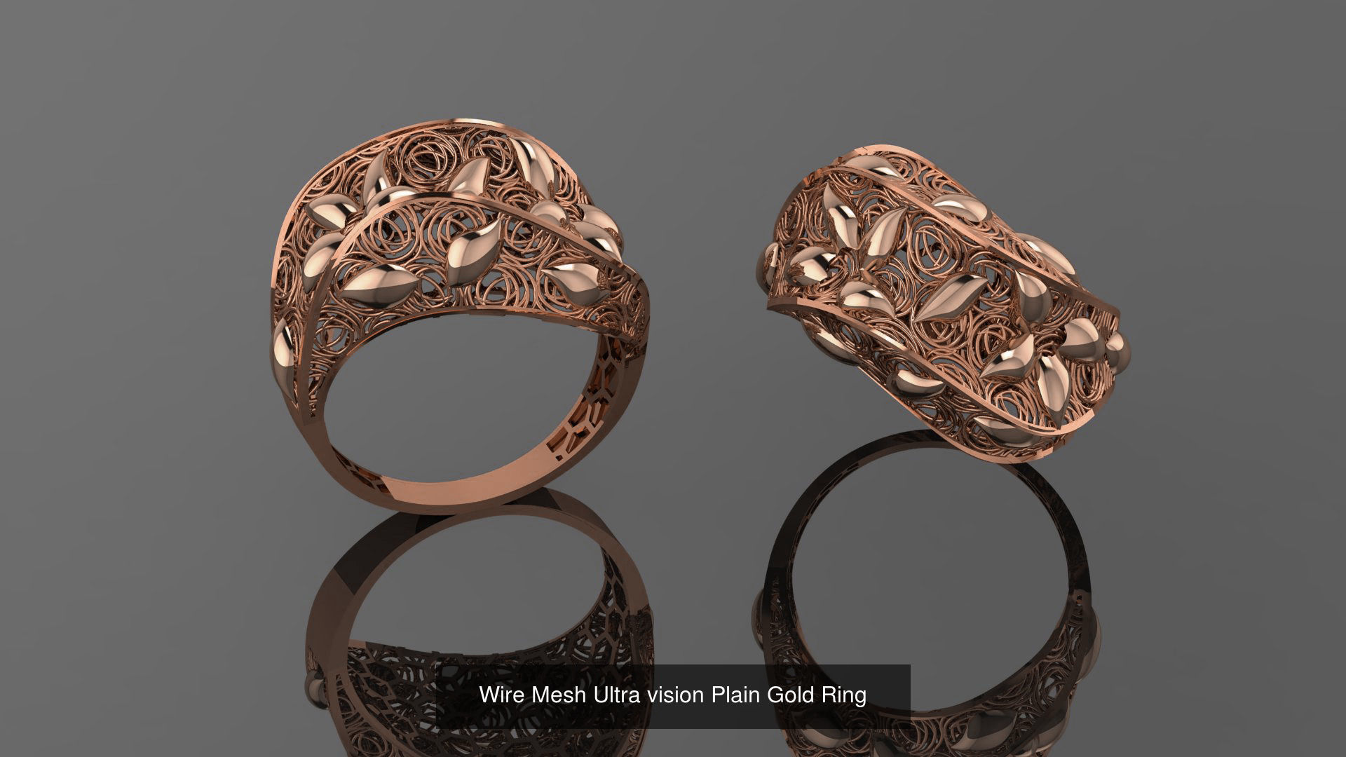 49 Wire Mesh Ultra vision Plain Gold Ring 3D Model Collection_47