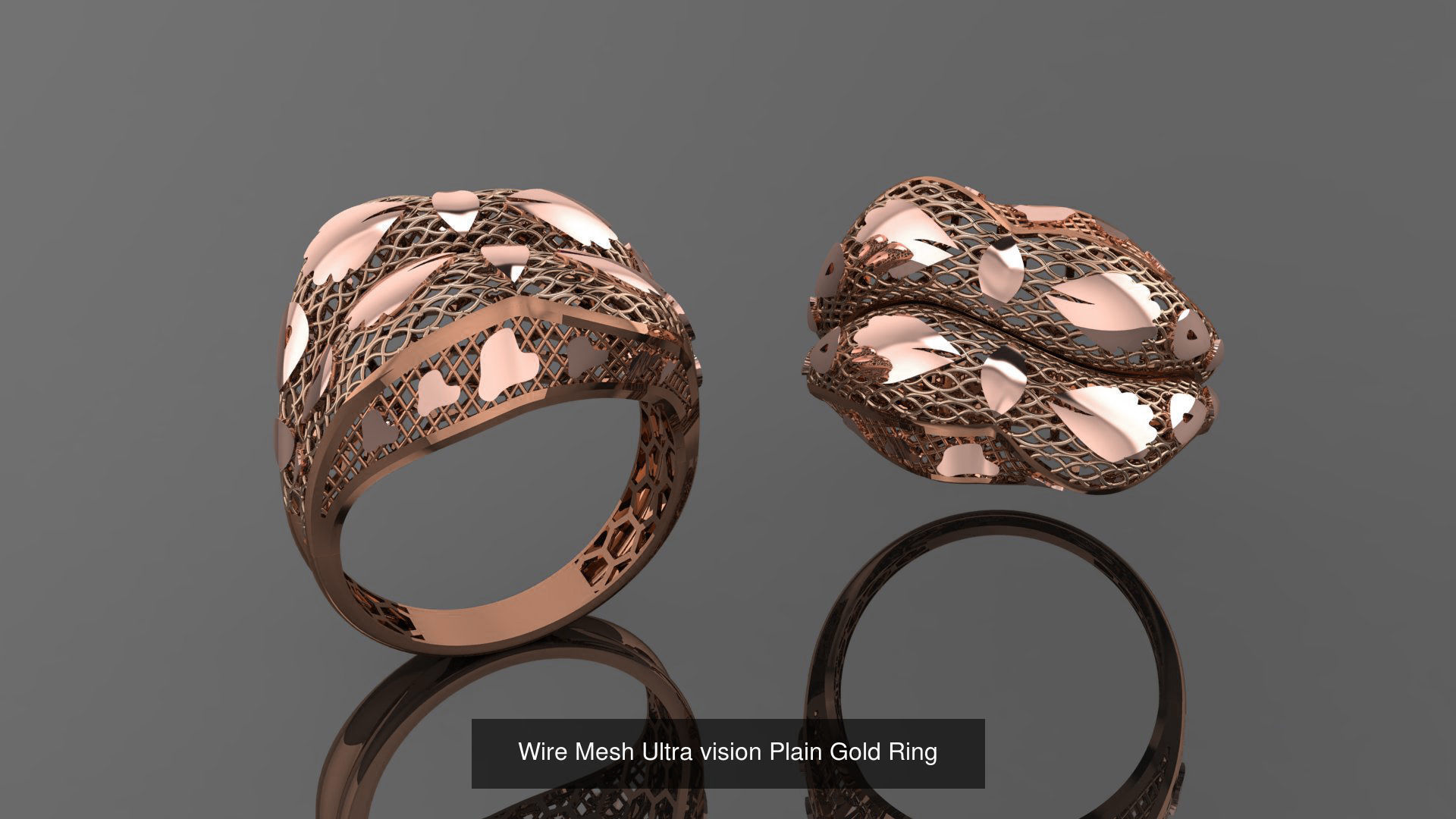 49 Wire Mesh Ultra vision Plain Gold Ring 3D Model Collection_12