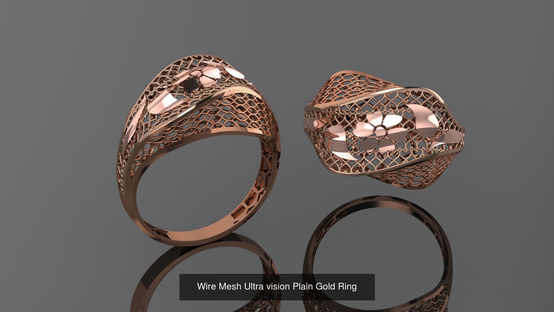 49 Wire Mesh Ultra vision Plain Gold Ring 3D Model Collection_13