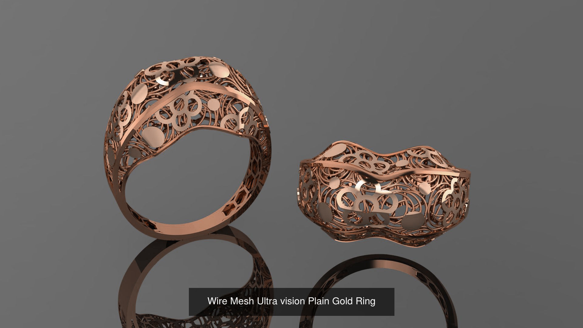 49 Wire Mesh Ultra vision Plain Gold Ring 3D Model Collection_49