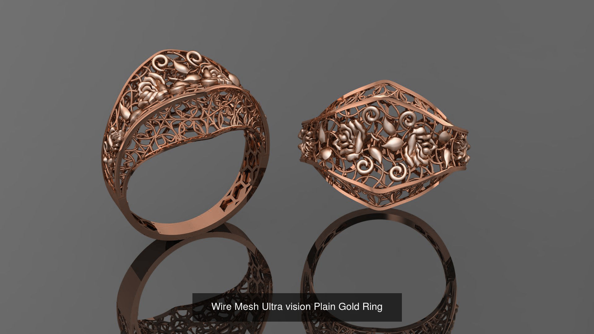 49 Wire Mesh Ultra vision Plain Gold Ring 3D Model Collection_9