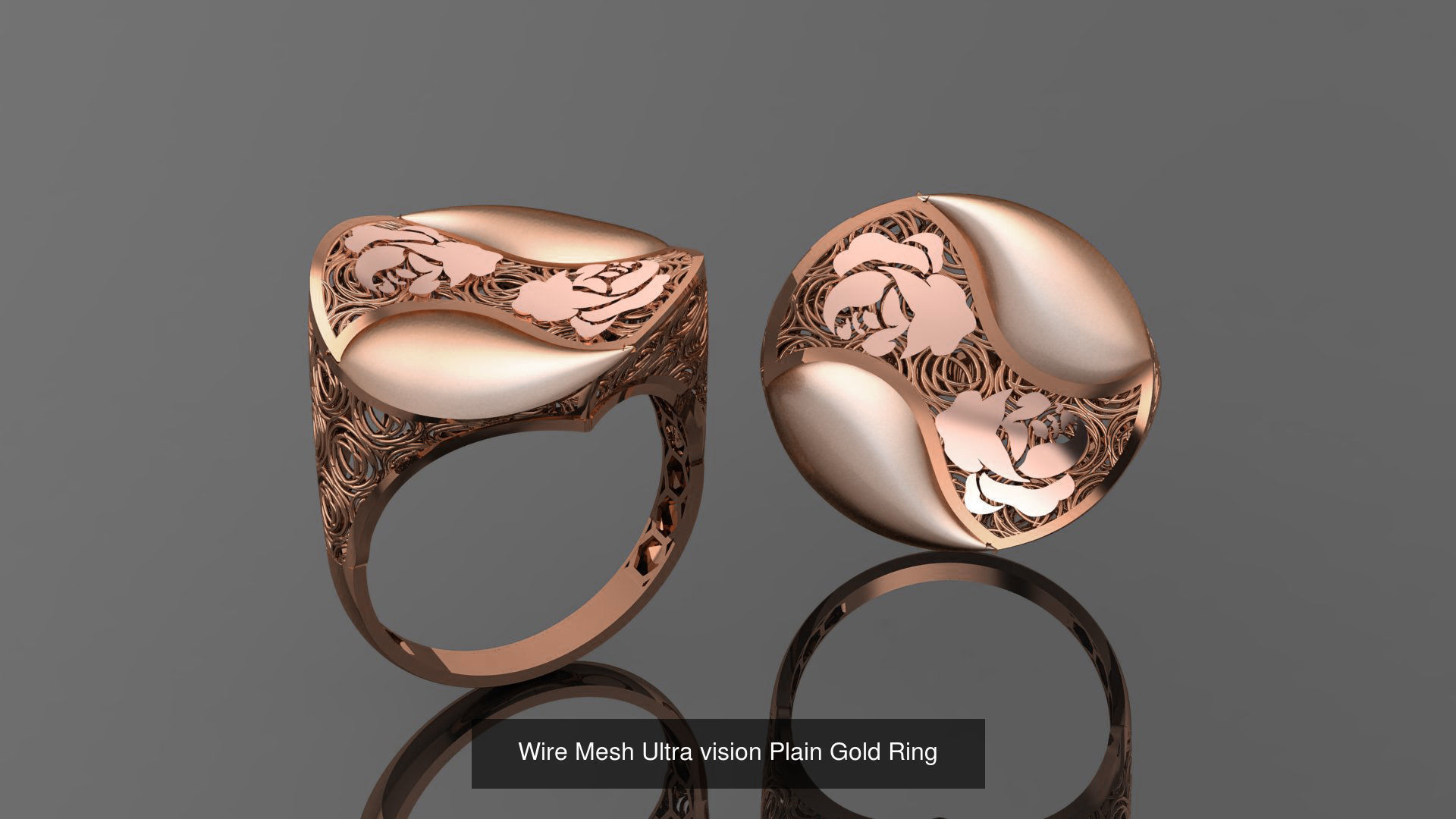 49 Wire Mesh Ultra vision Plain Gold Ring 3D Model Collection_27