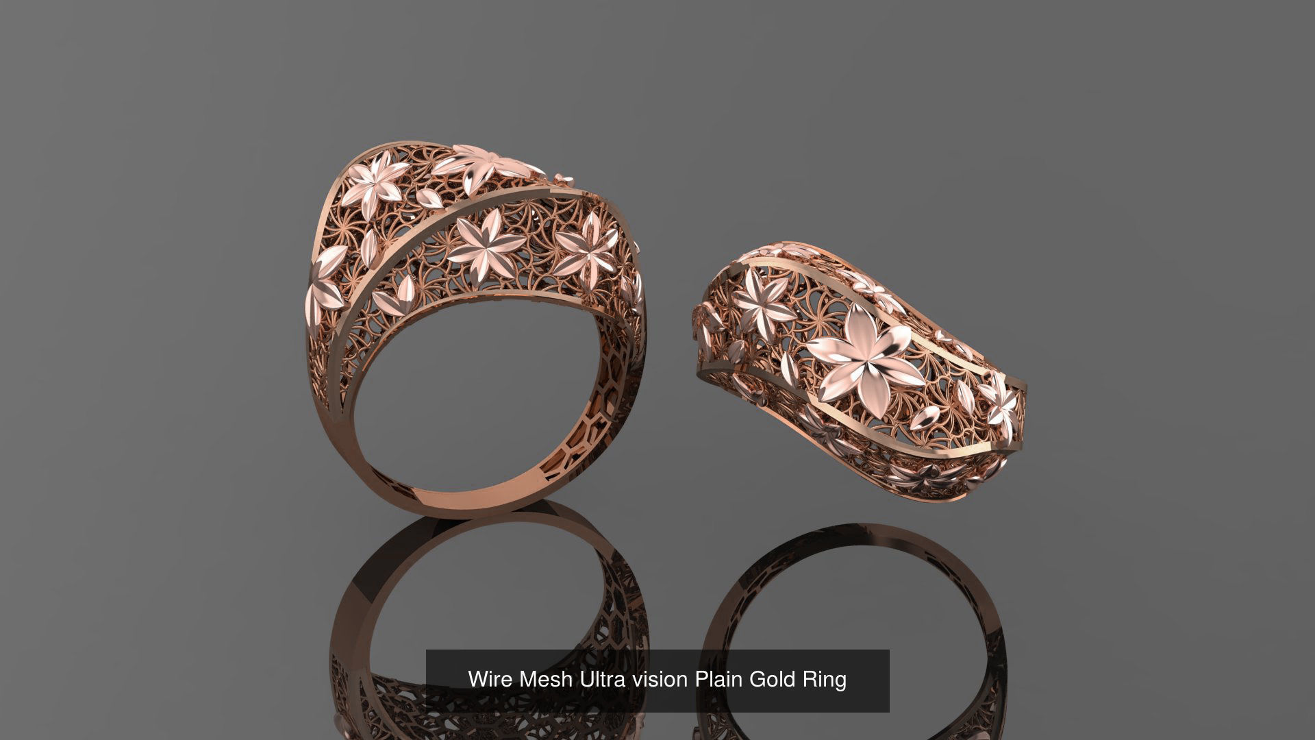 49 Wire Mesh Ultra vision Plain Gold Ring 3D Model Collection_50