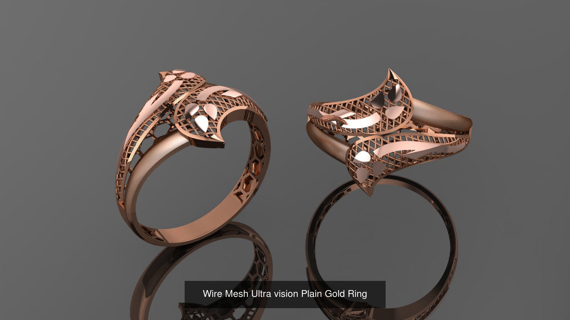 49 Wire Mesh Ultra vision Plain Gold Ring 3D Model Collection_18