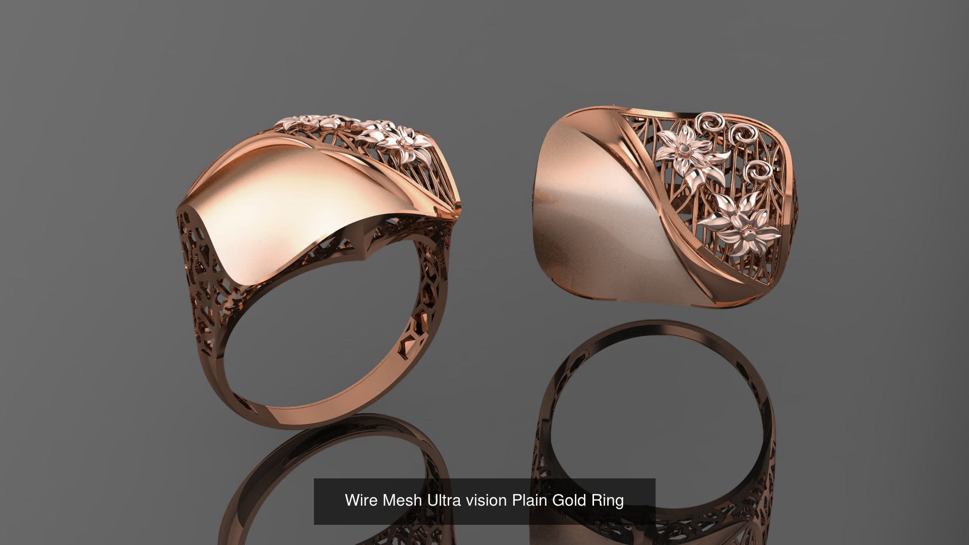 49 Wire Mesh Ultra vision Plain Gold Ring 3D Model Collection_33