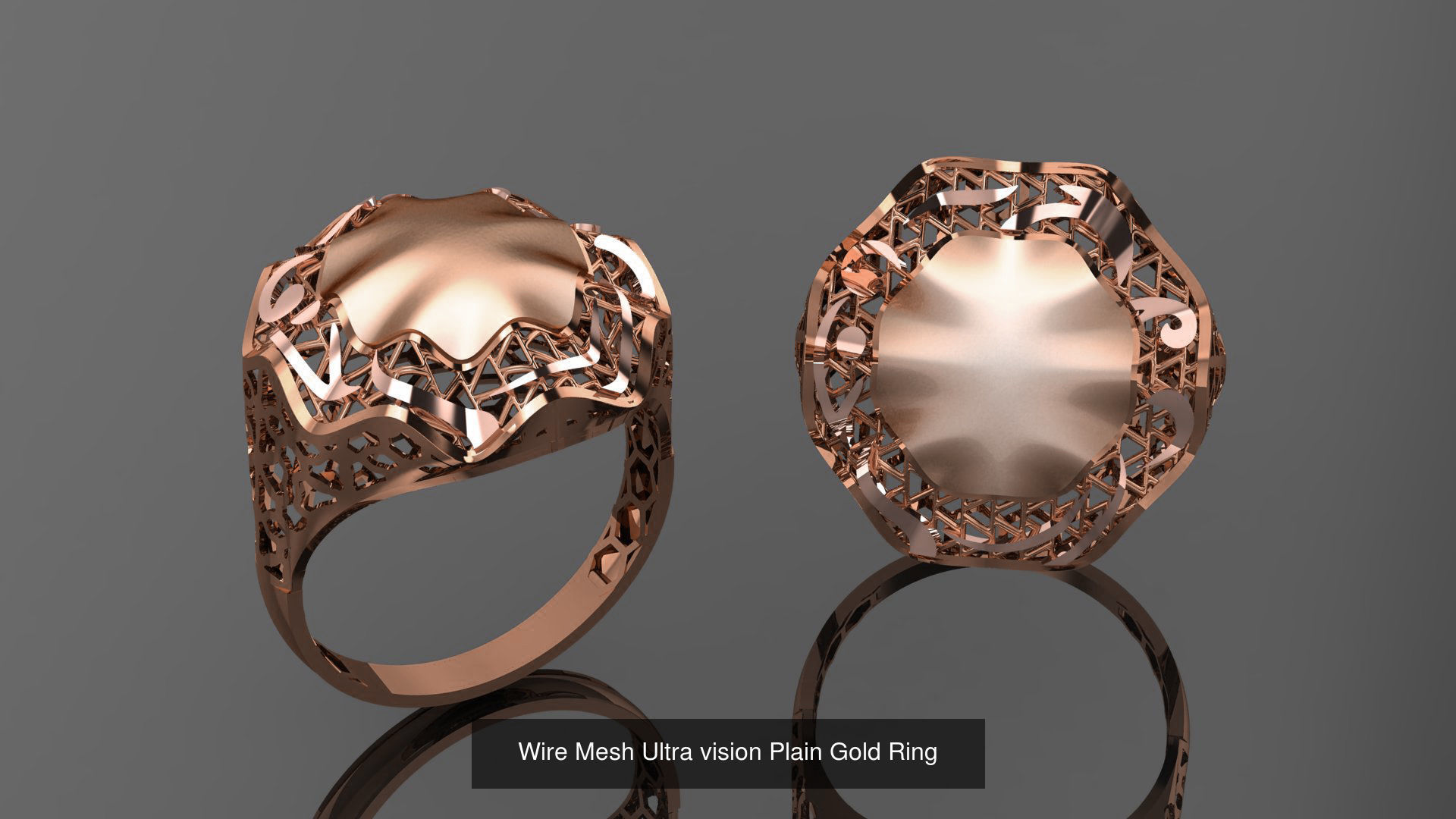 49 Wire Mesh Ultra vision Plain Gold Ring 3D Model Collection_32