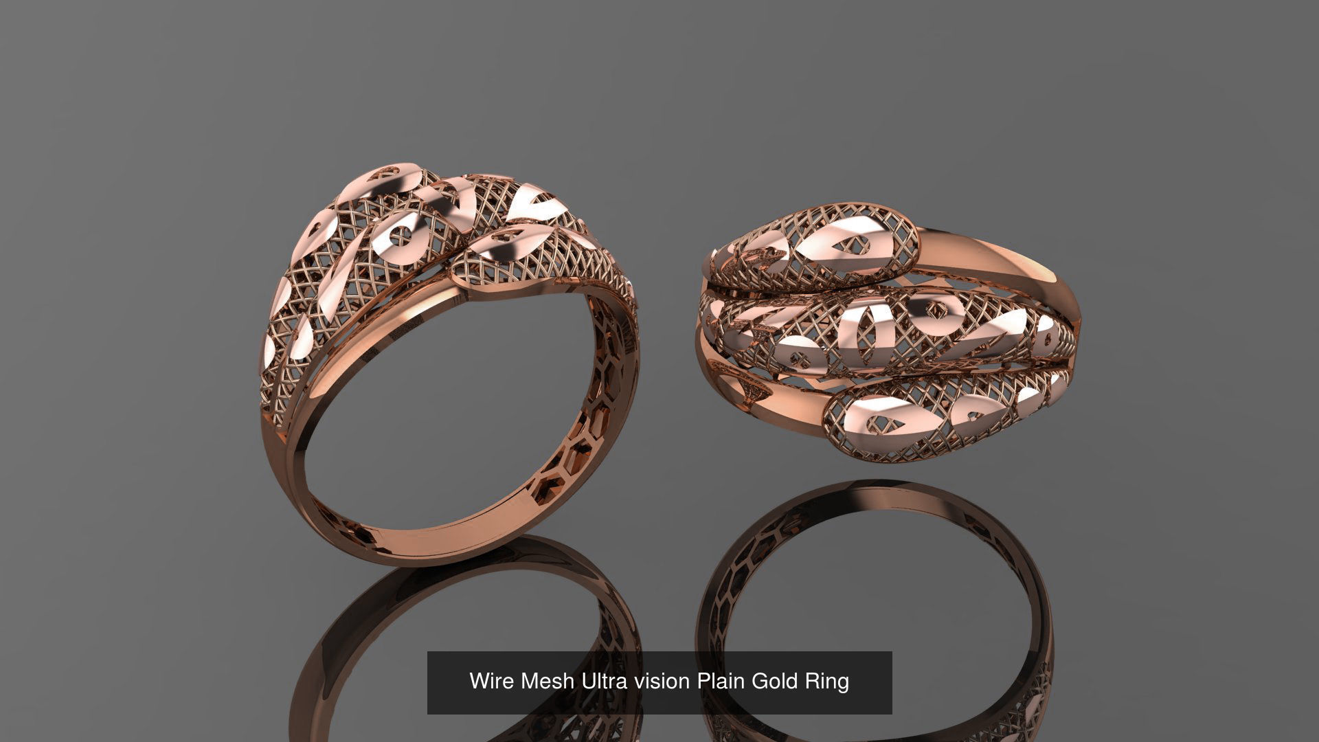 49 Wire Mesh Ultra vision Plain Gold Ring 3D Model Collection_16
