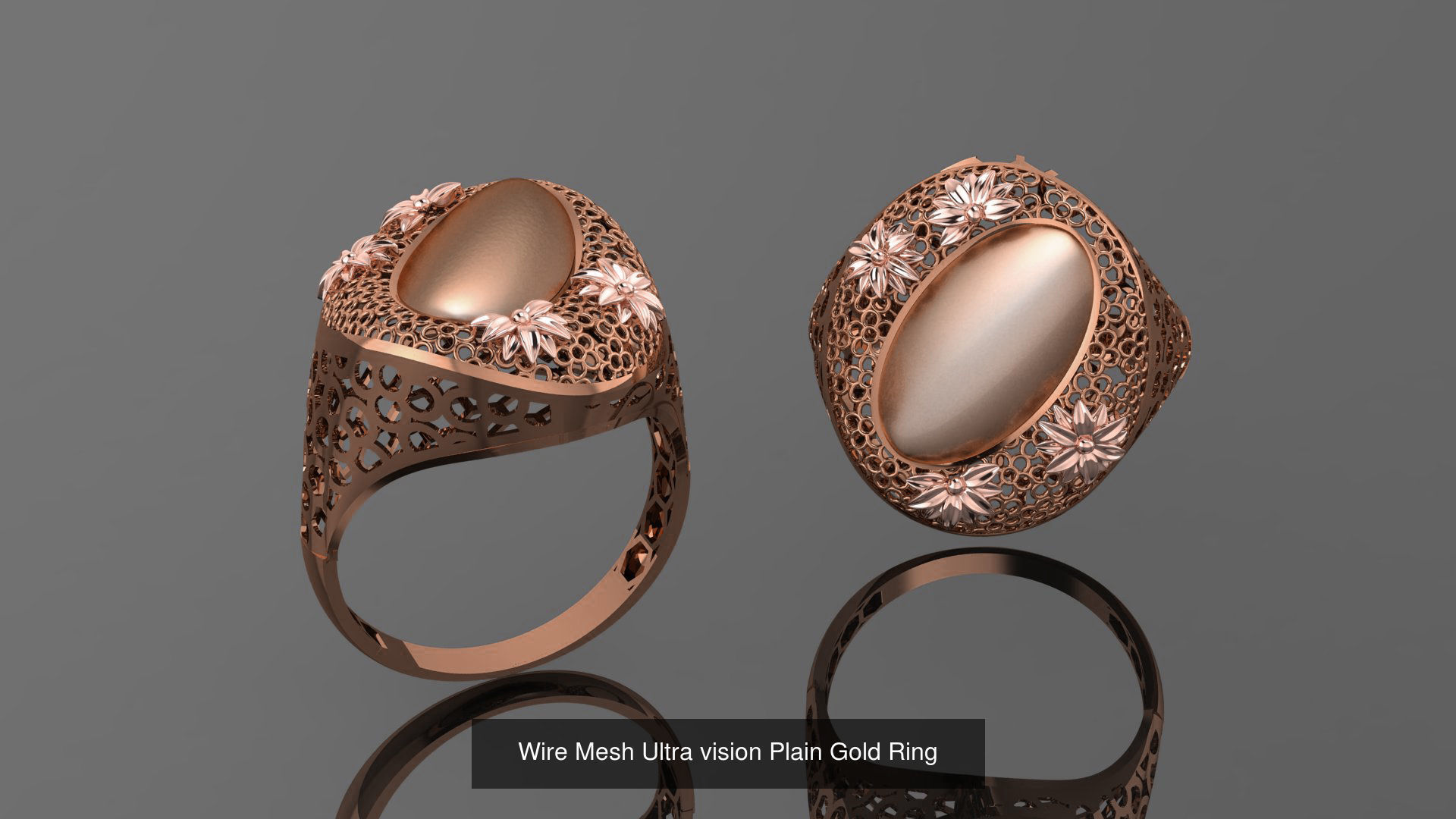 49 Wire Mesh Ultra vision Plain Gold Ring 3D Model Collection_30