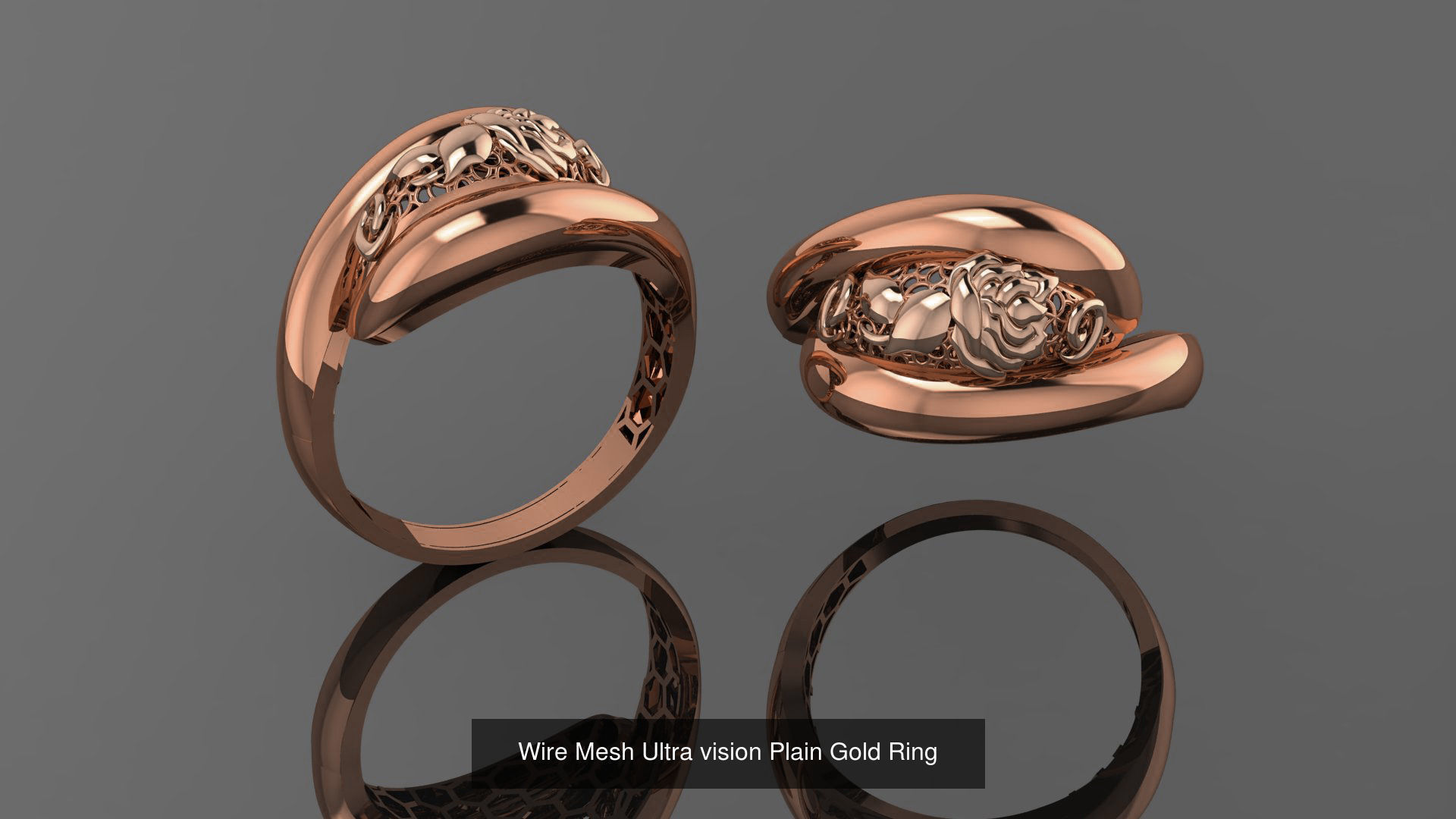 49 Wire Mesh Ultra vision Plain Gold Ring 3D Model Collection_36