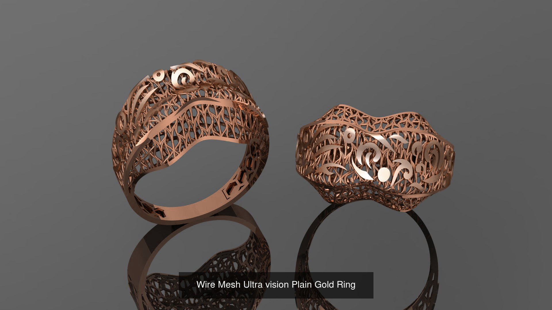49 Wire Mesh Ultra vision Plain Gold Ring 3D Model Collection_20