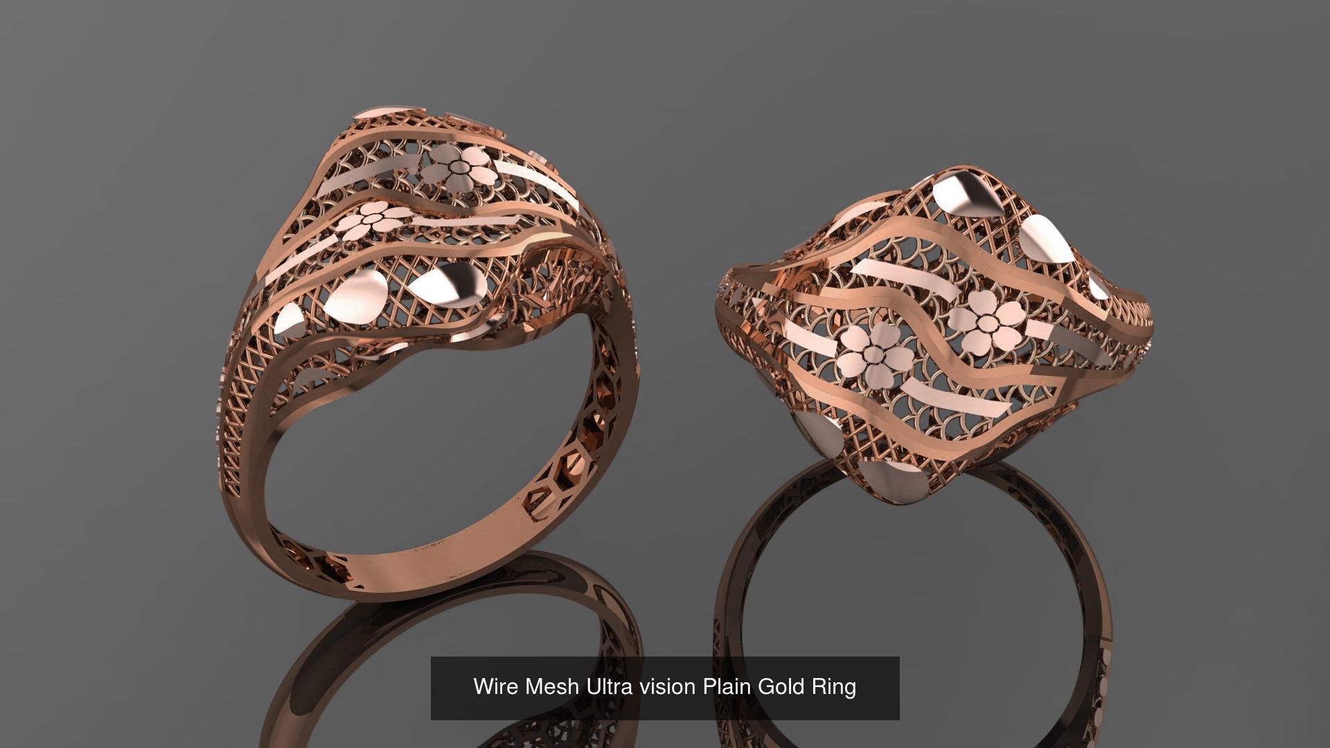 49 Wire Mesh Ultra vision Plain Gold Ring 3D Model Collection_11