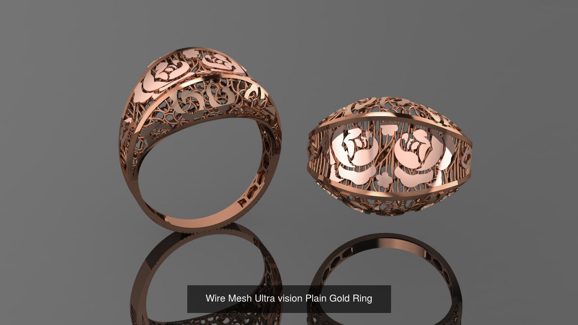 49 Wire Mesh Ultra vision Plain Gold Ring 3D Model Collection_4