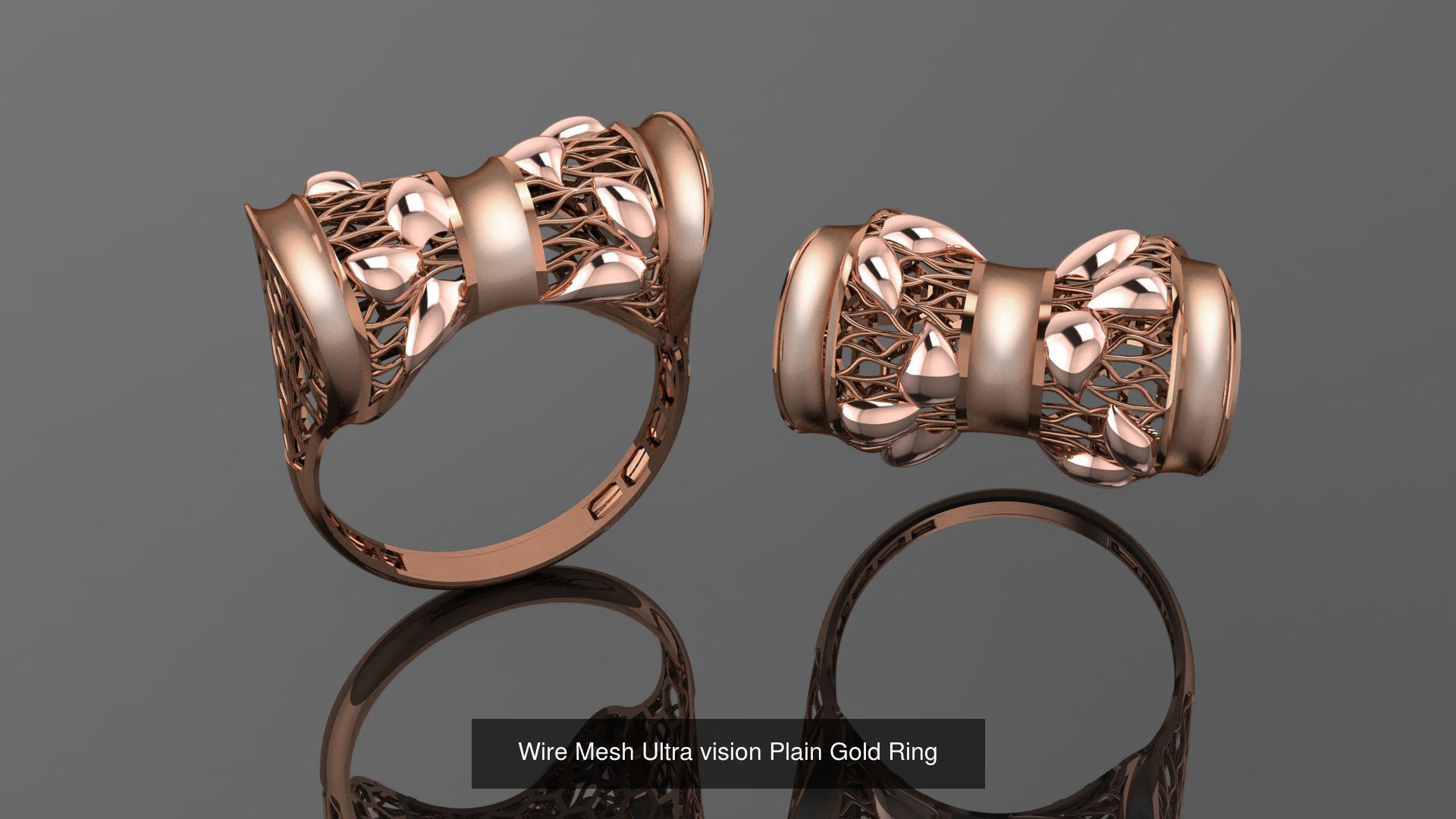 49 Wire Mesh Ultra vision Plain Gold Ring 3D Model Collection_24