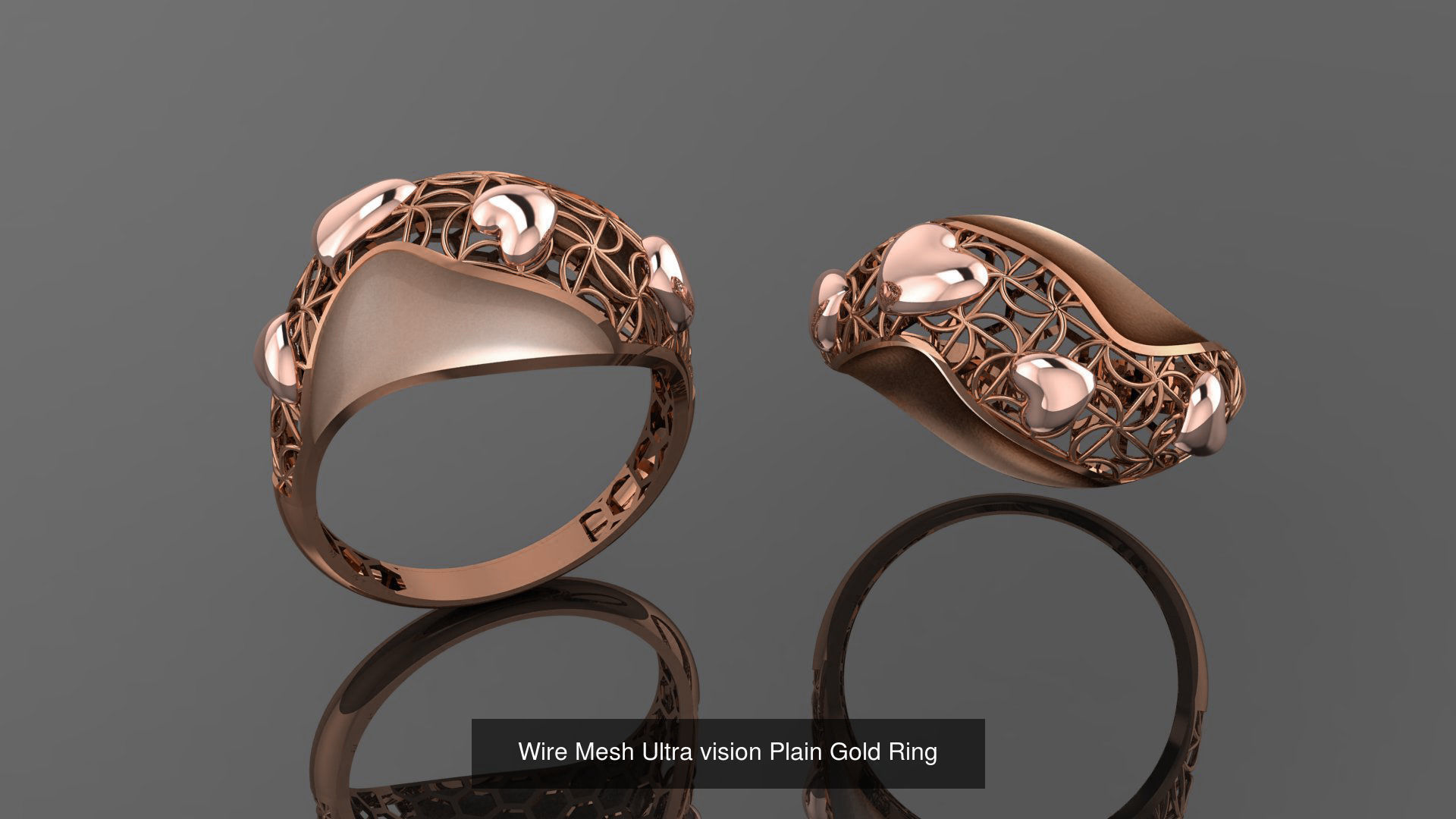 49 Wire Mesh Ultra vision Plain Gold Ring 3D Model Collection_23