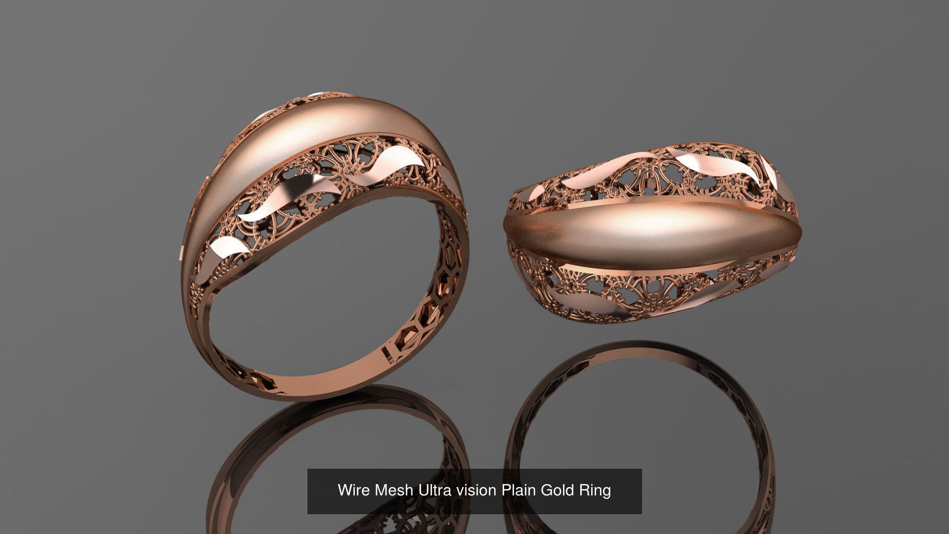 49 Wire Mesh Ultra vision Plain Gold Ring 3D Model Collection_22