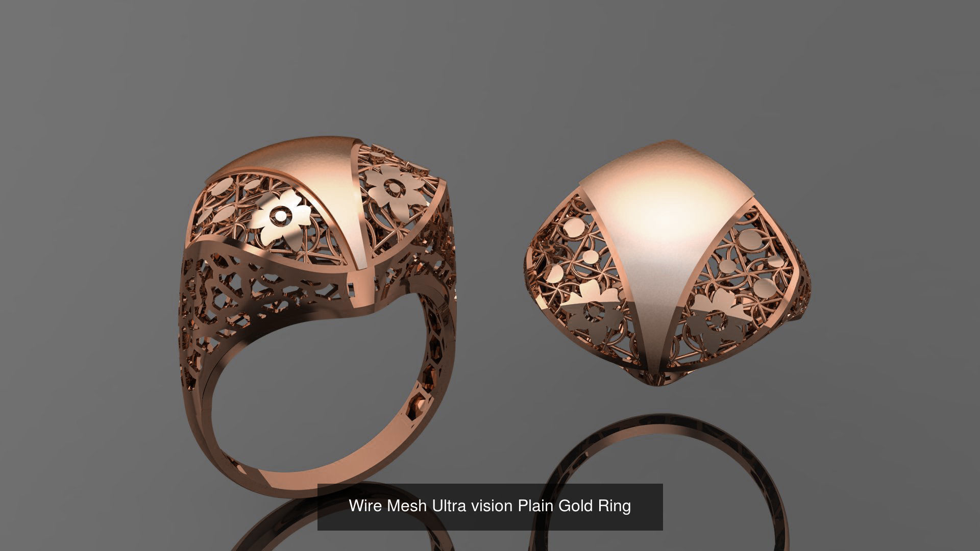 49 Wire Mesh Ultra vision Plain Gold Ring 3D Model Collection_35