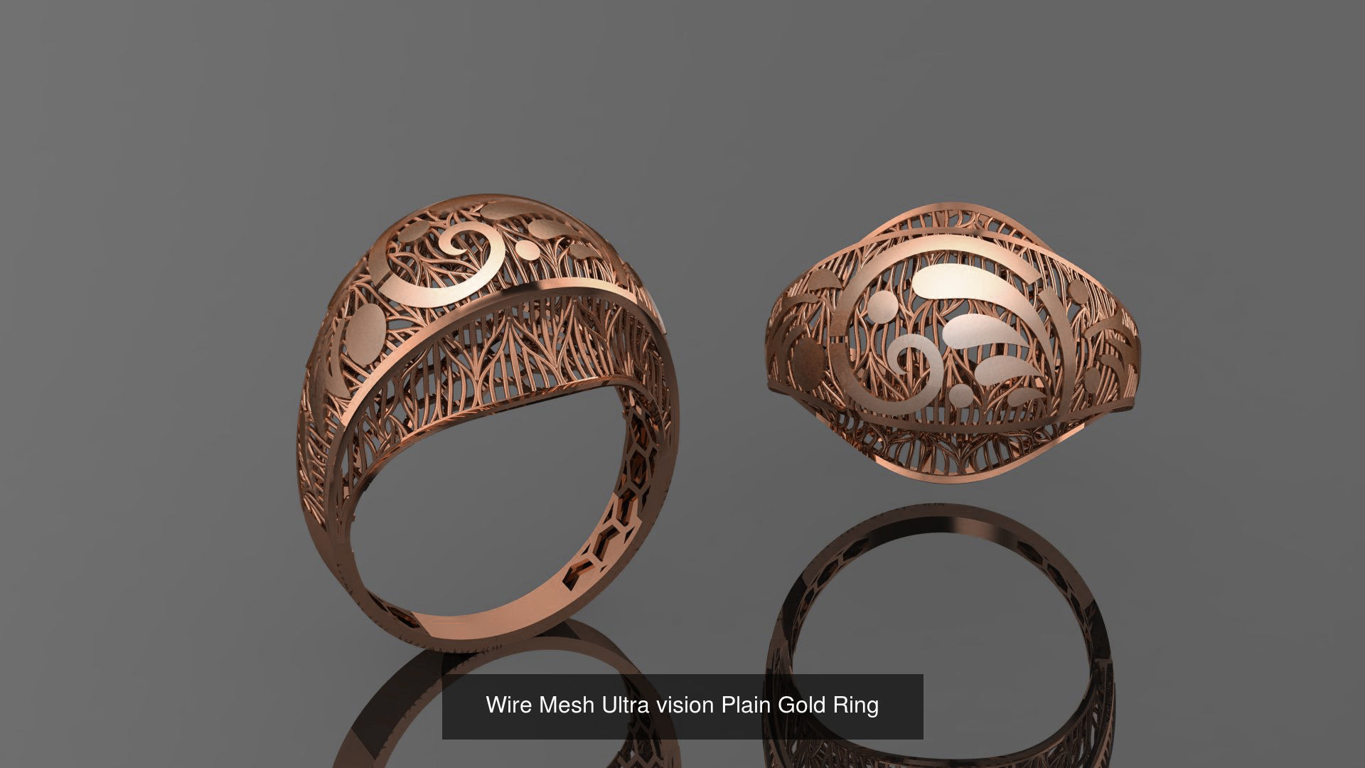 49 Wire Mesh Ultra vision Plain Gold Ring 3D Model Collection_31