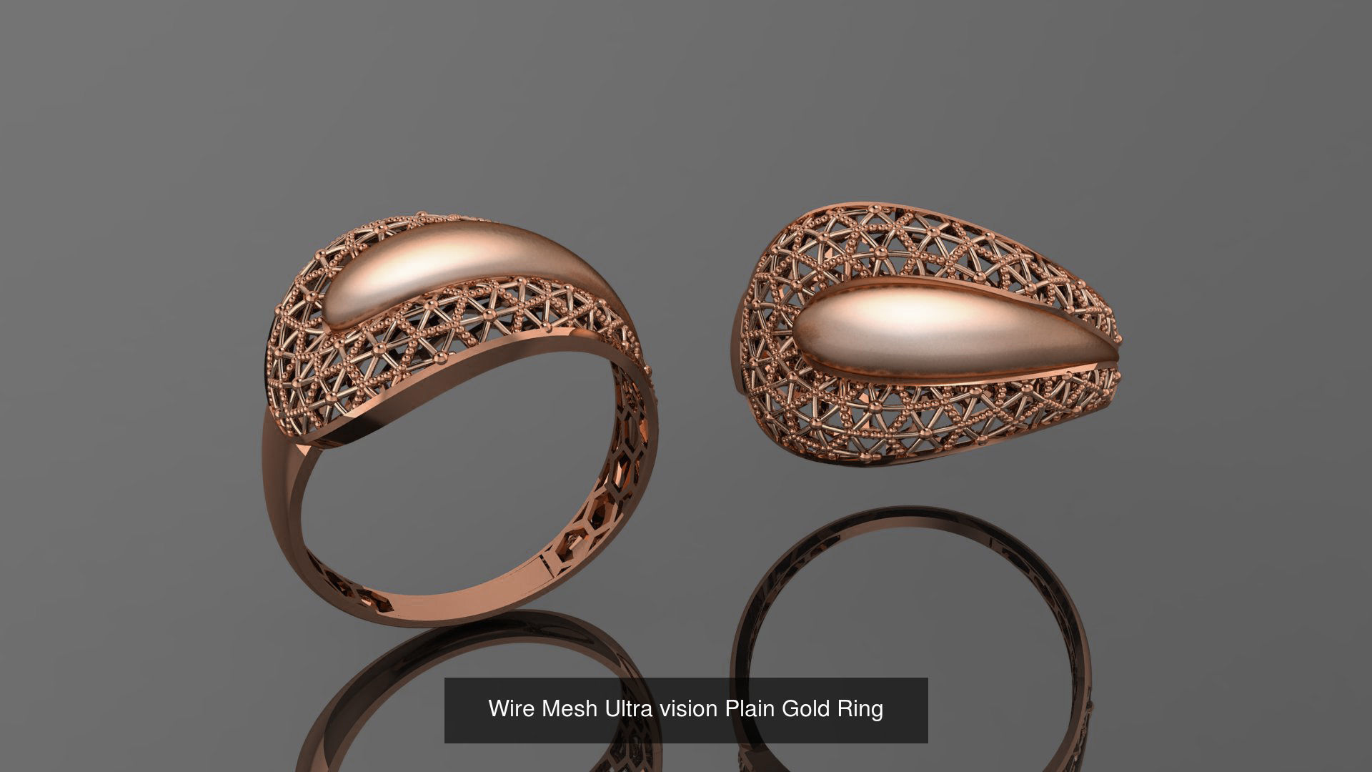 49 Wire Mesh Ultra vision Plain Gold Ring 3D Model Collection_21