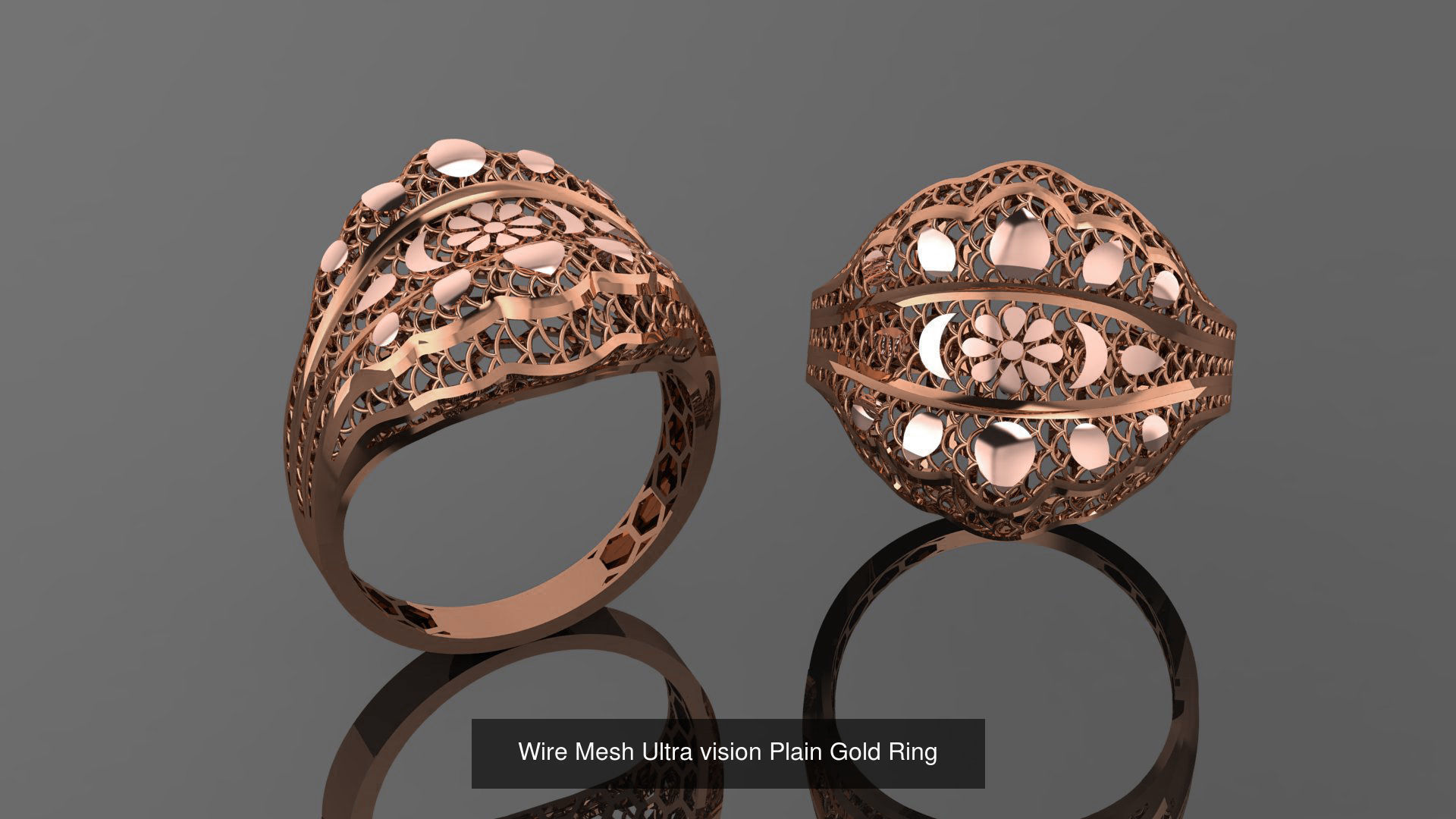 49 Wire Mesh Ultra vision Plain Gold Ring 3D Model Collection_8