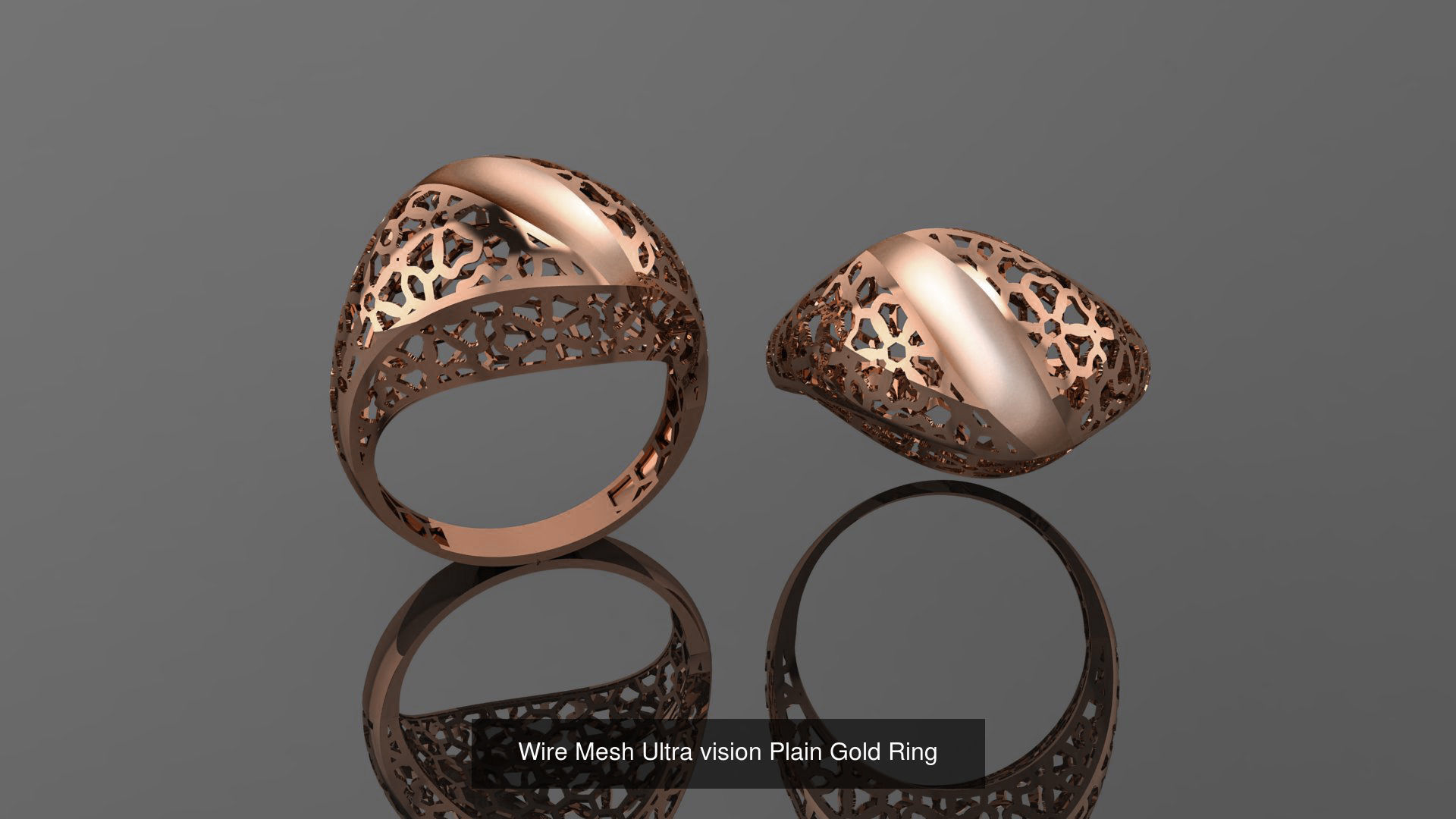 49 Wire Mesh Ultra vision Plain Gold Ring 3D Model Collection_52