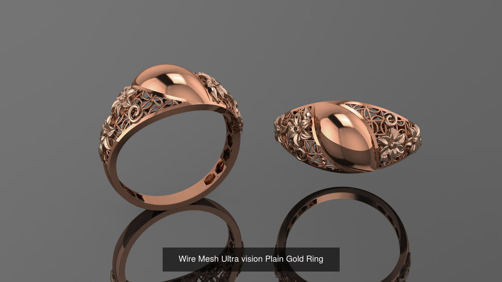 49 Wire Mesh Ultra vision Plain Gold Ring 3D Model Collection_38