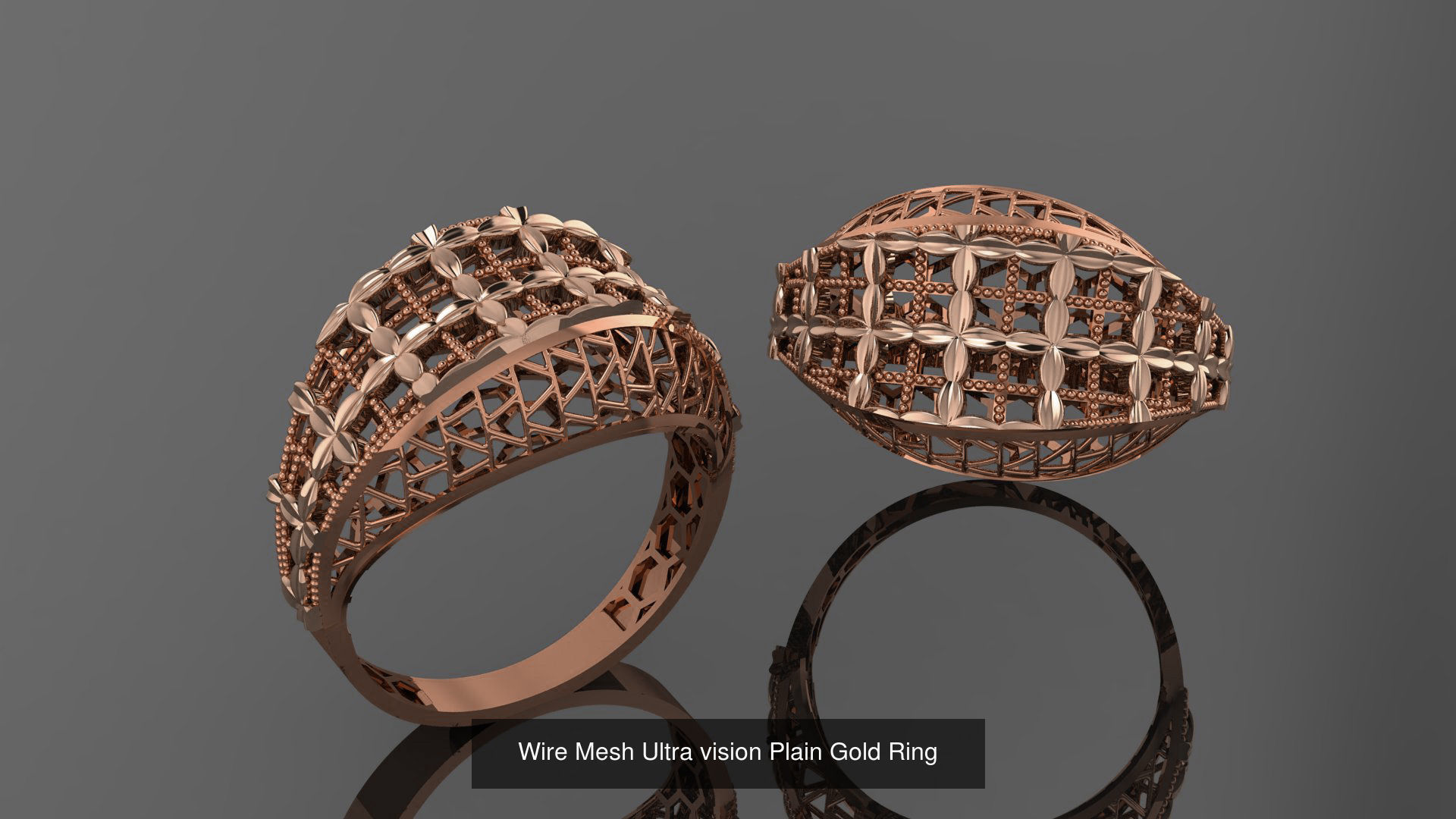 49 Wire Mesh Ultra vision Plain Gold Ring 3D Model Collection_51