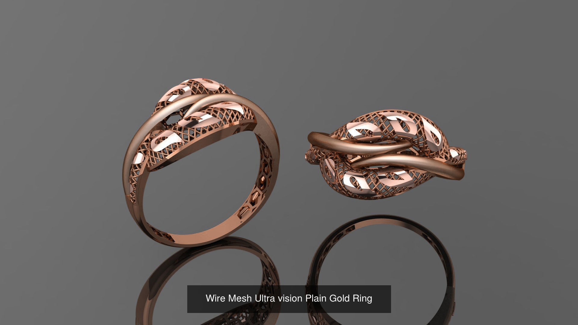 49 Wire Mesh Ultra vision Plain Gold Ring 3D Model Collection_19