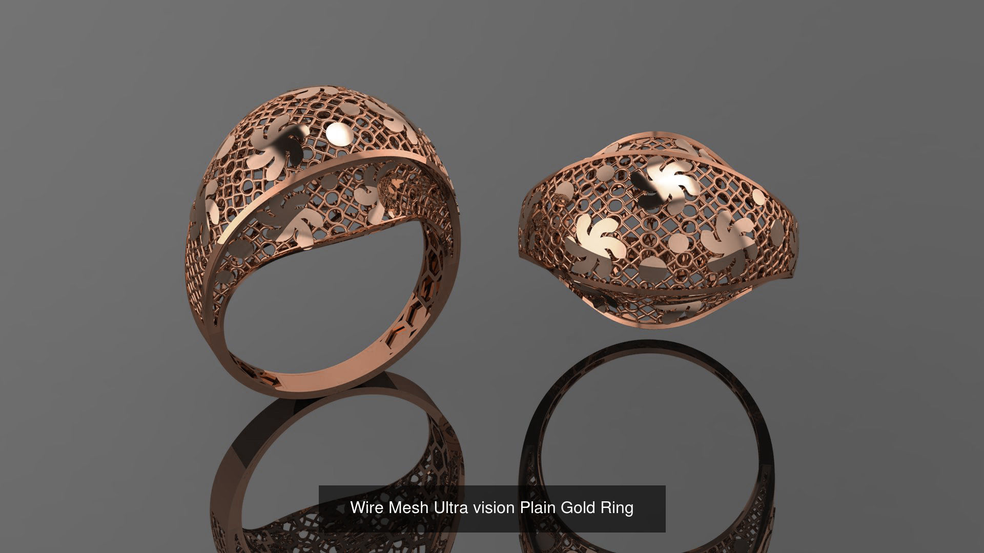 49 Wire Mesh Ultra vision Plain Gold Ring 3D Model Collection_48