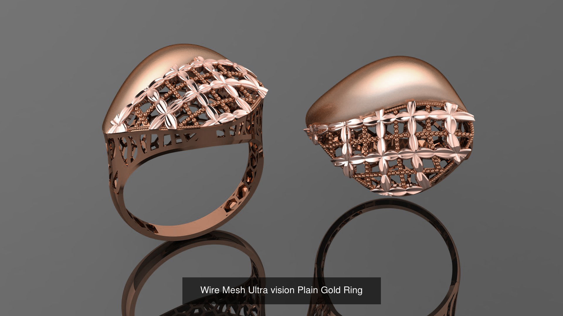 49 Wire Mesh Ultra vision Plain Gold Ring 3D Model Collection_25