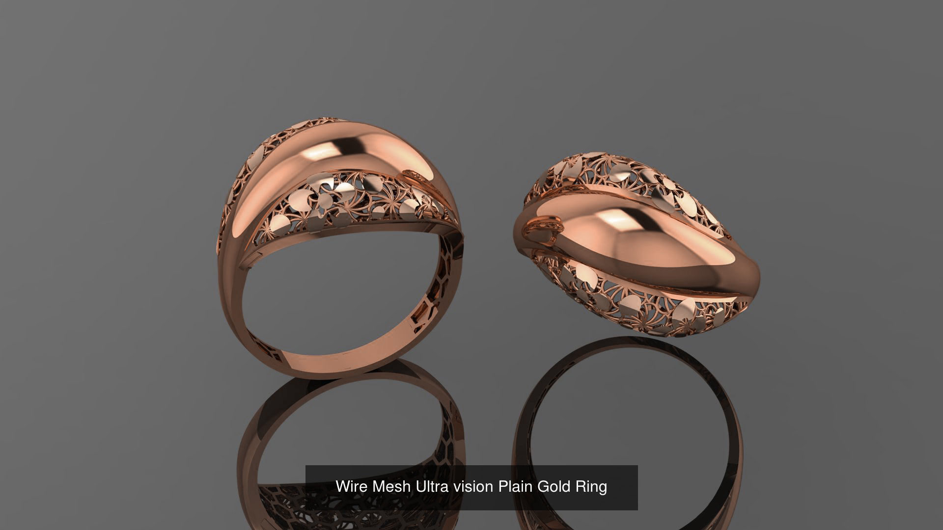 49 Wire Mesh Ultra vision Plain Gold Ring 3D Model Collection_46