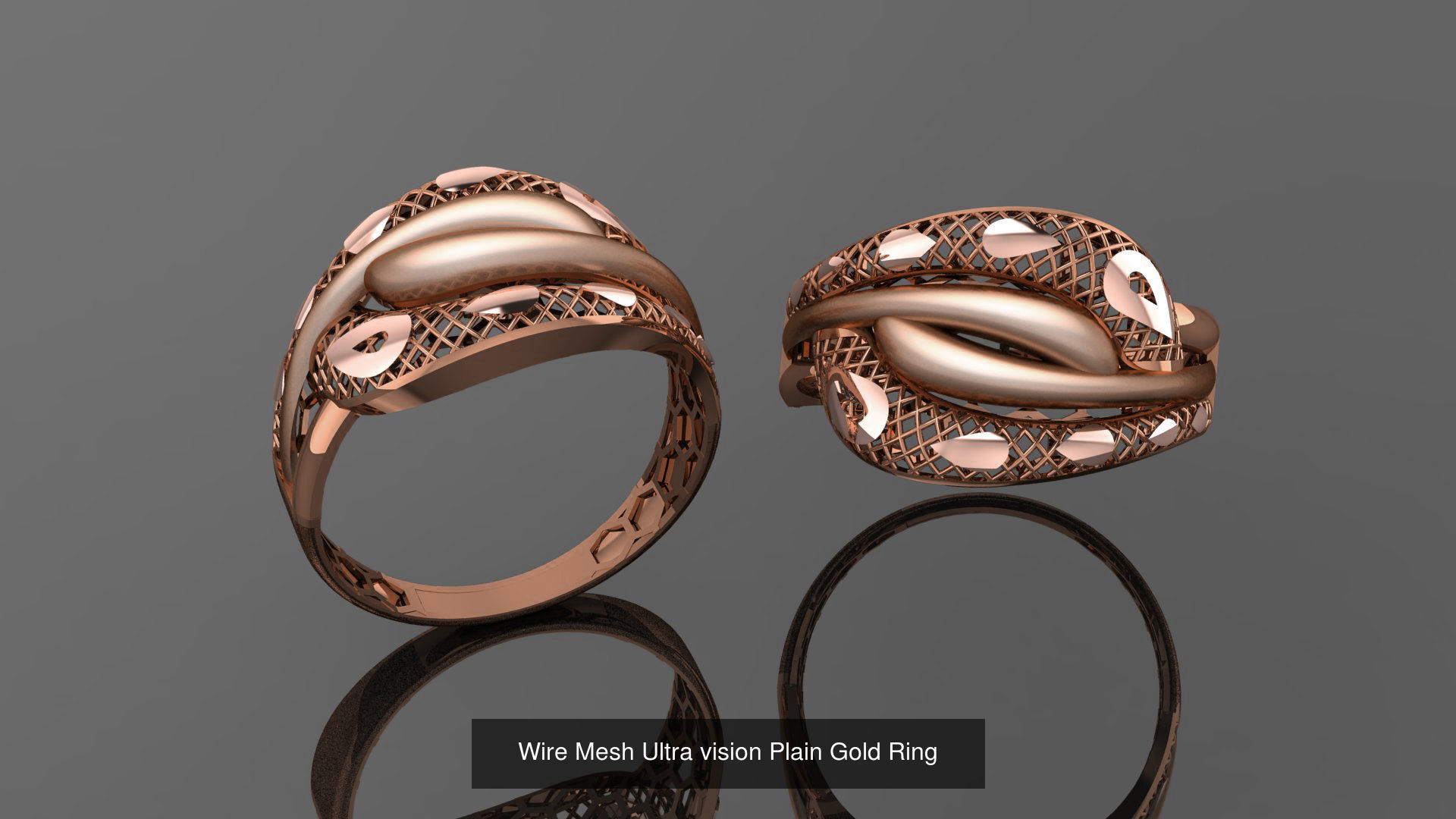 49 Wire Mesh Ultra vision Plain Gold Ring 3D Model Collection_14