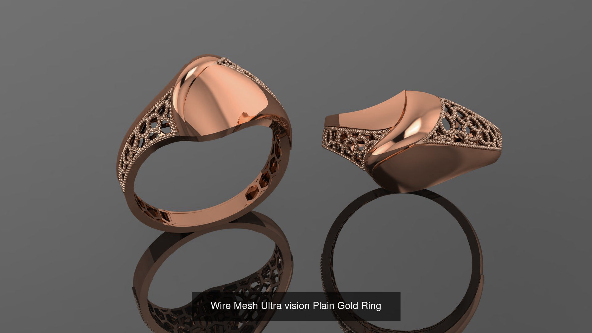 49 Wire Mesh Ultra vision Plain Gold Ring 3D Model Collection_37