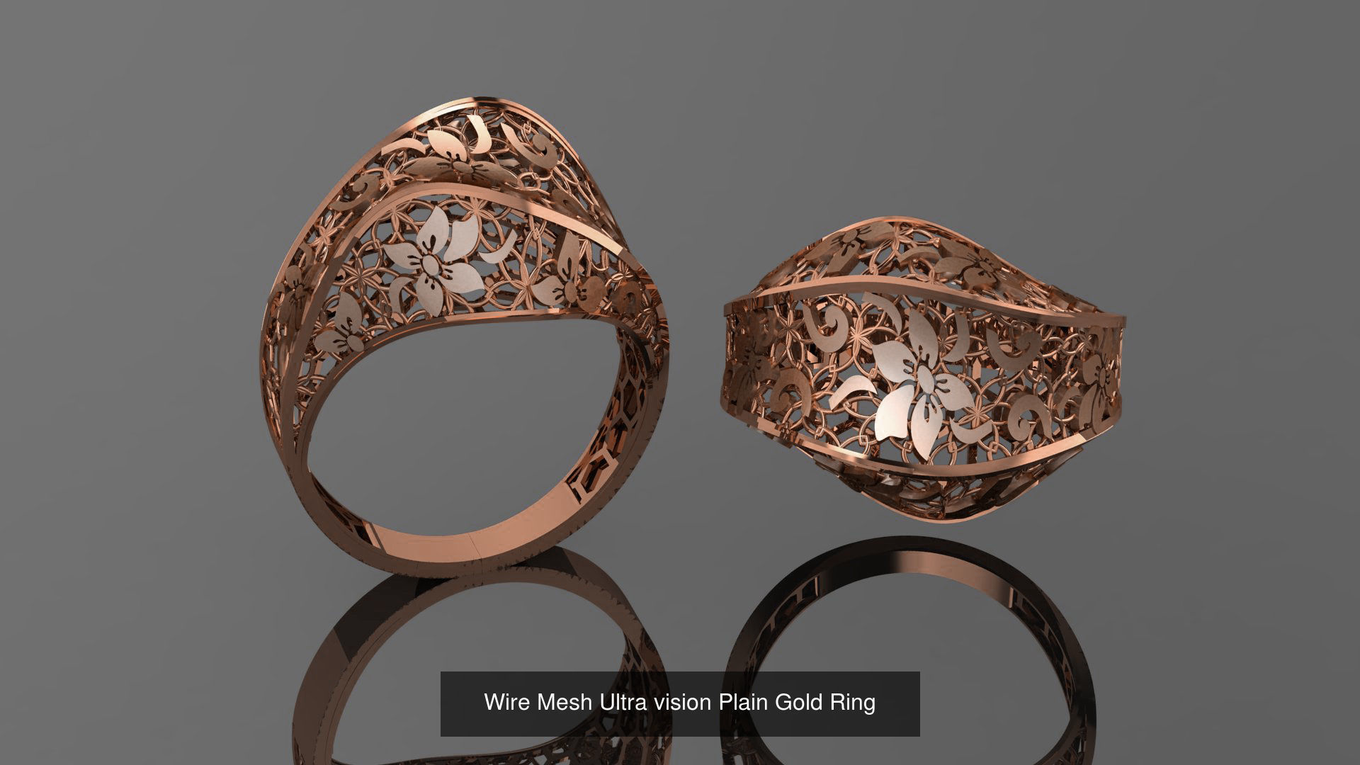 49 Wire Mesh Ultra vision Plain Gold Ring 3D Model Collection_6