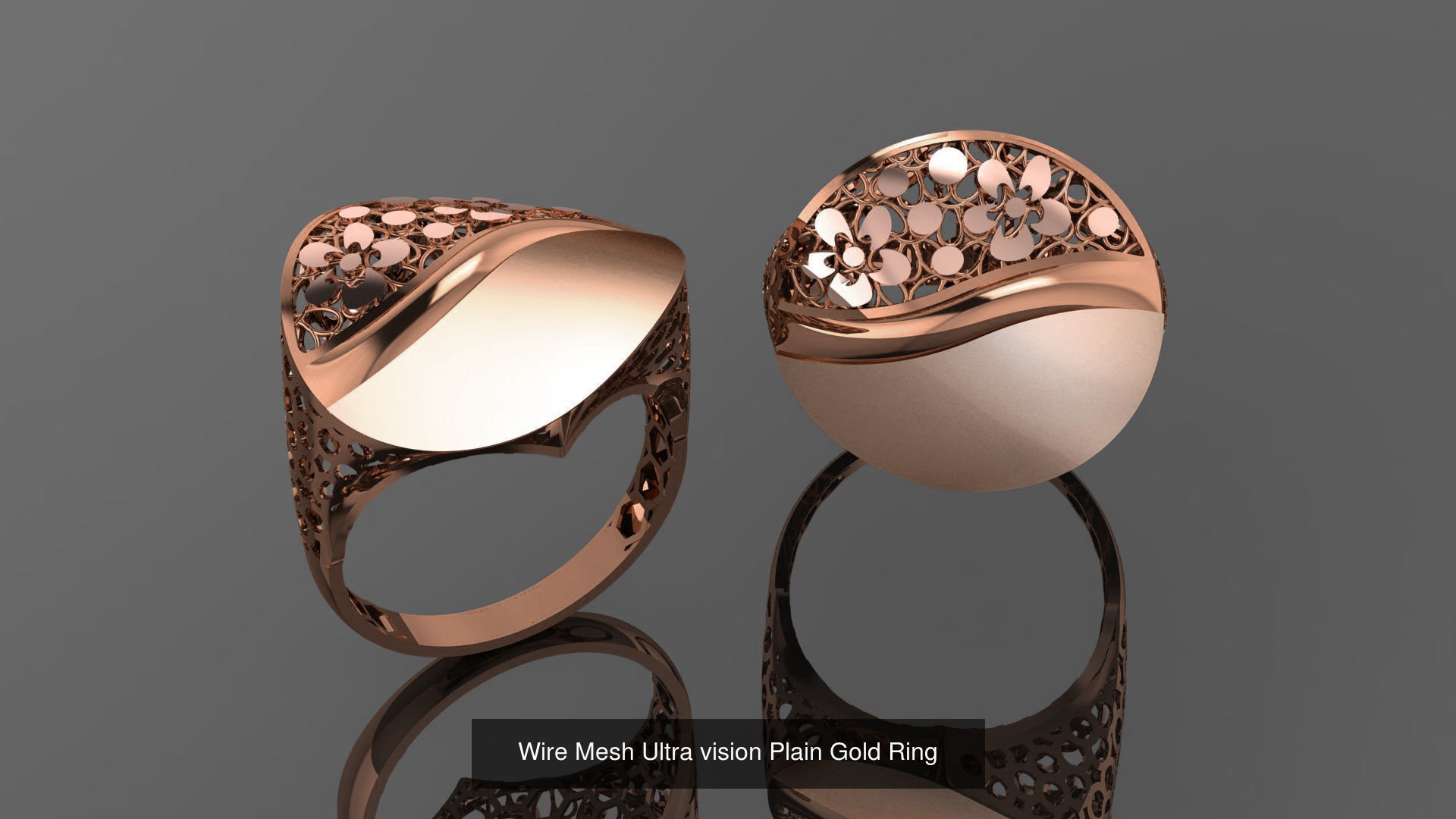 49 Wire Mesh Ultra vision Plain Gold Ring 3D Model Collection_34