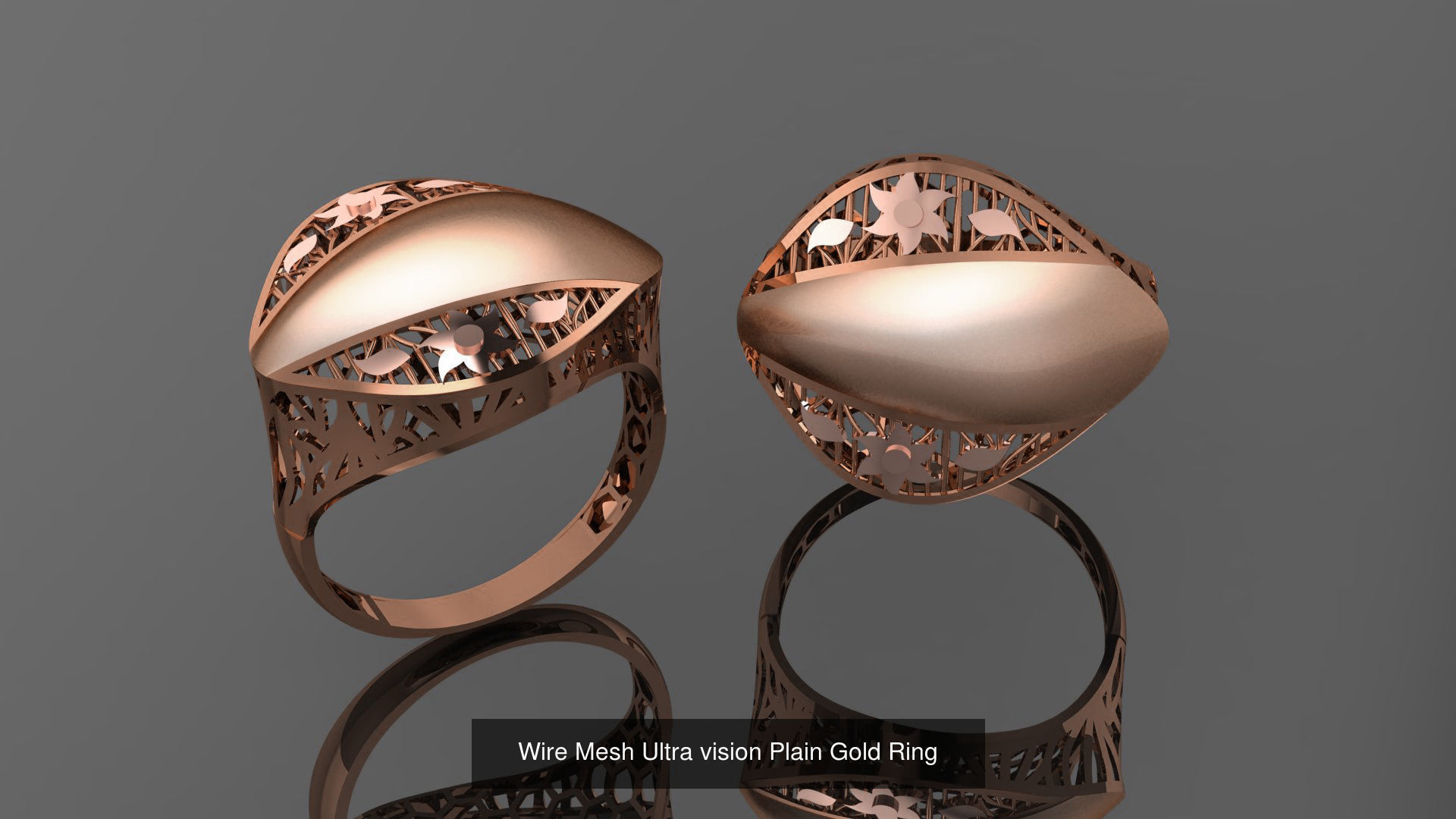 49 Wire Mesh Ultra vision Plain Gold Ring 3D Model Collection_29