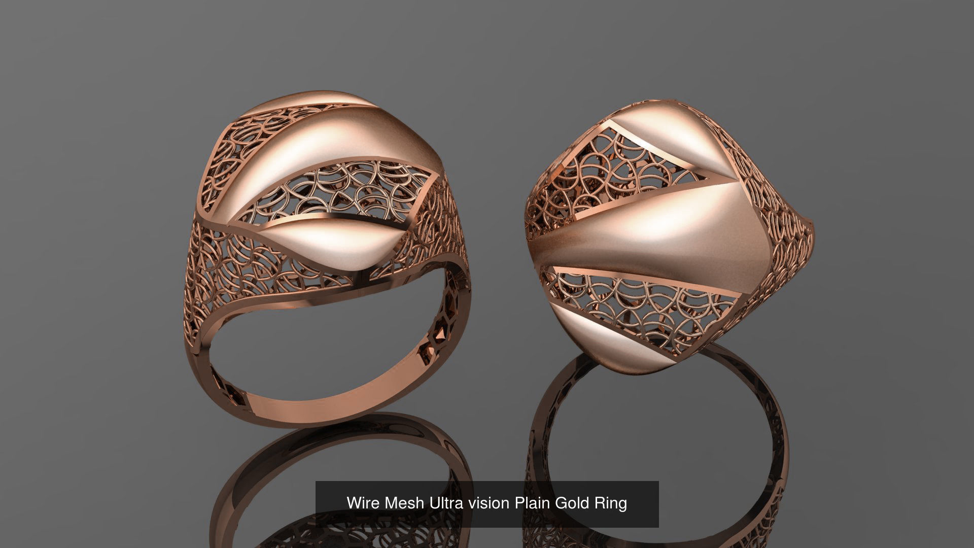 49 Wire Mesh Ultra vision Plain Gold Ring 3D Model Collection_28