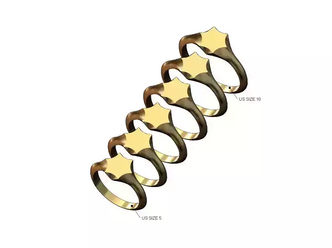 Simple hexagonal star signet ring US sizes 5to10