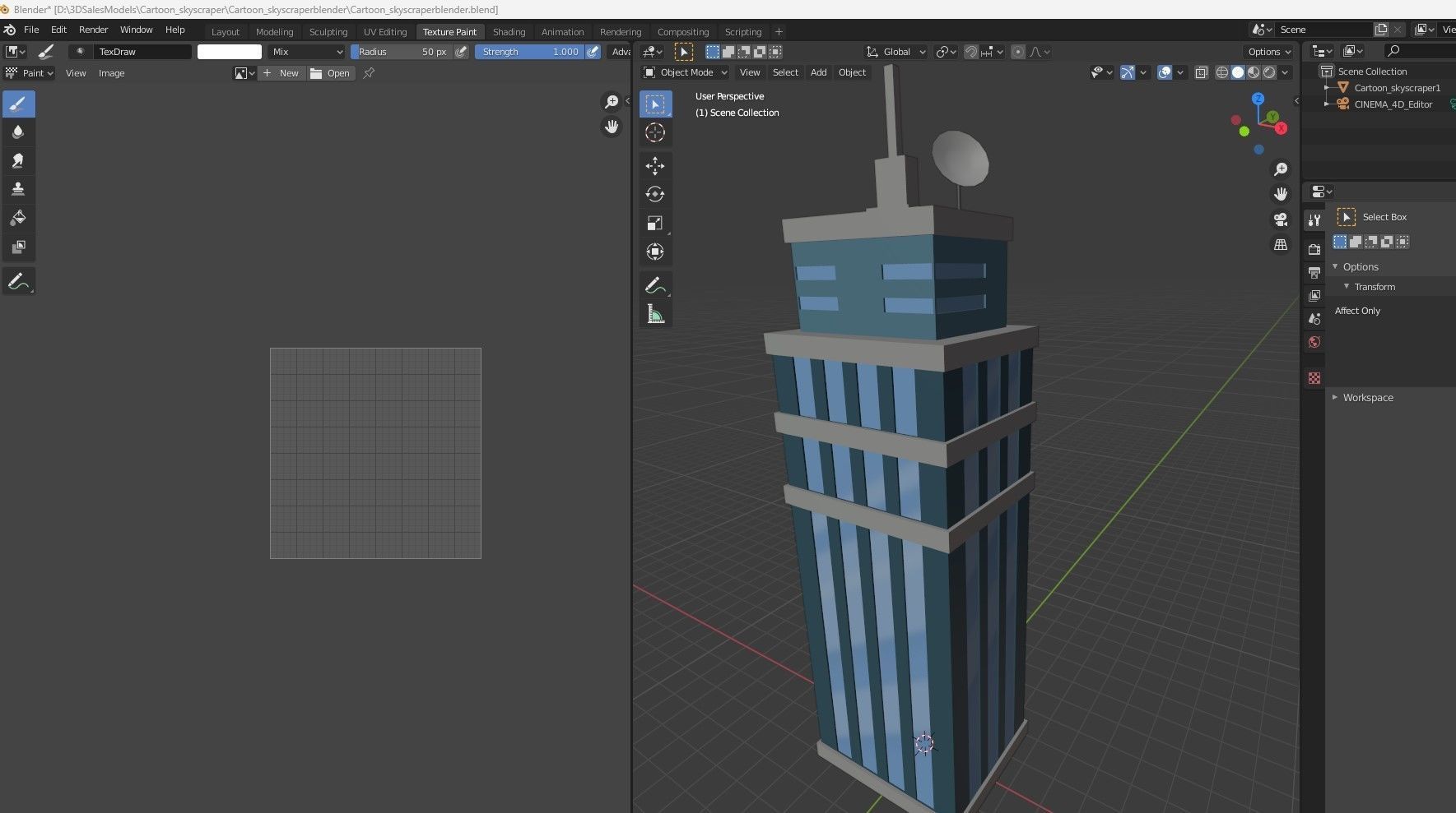 Cartoon skyscraper building 1 low poly Low-poly 3D model_12