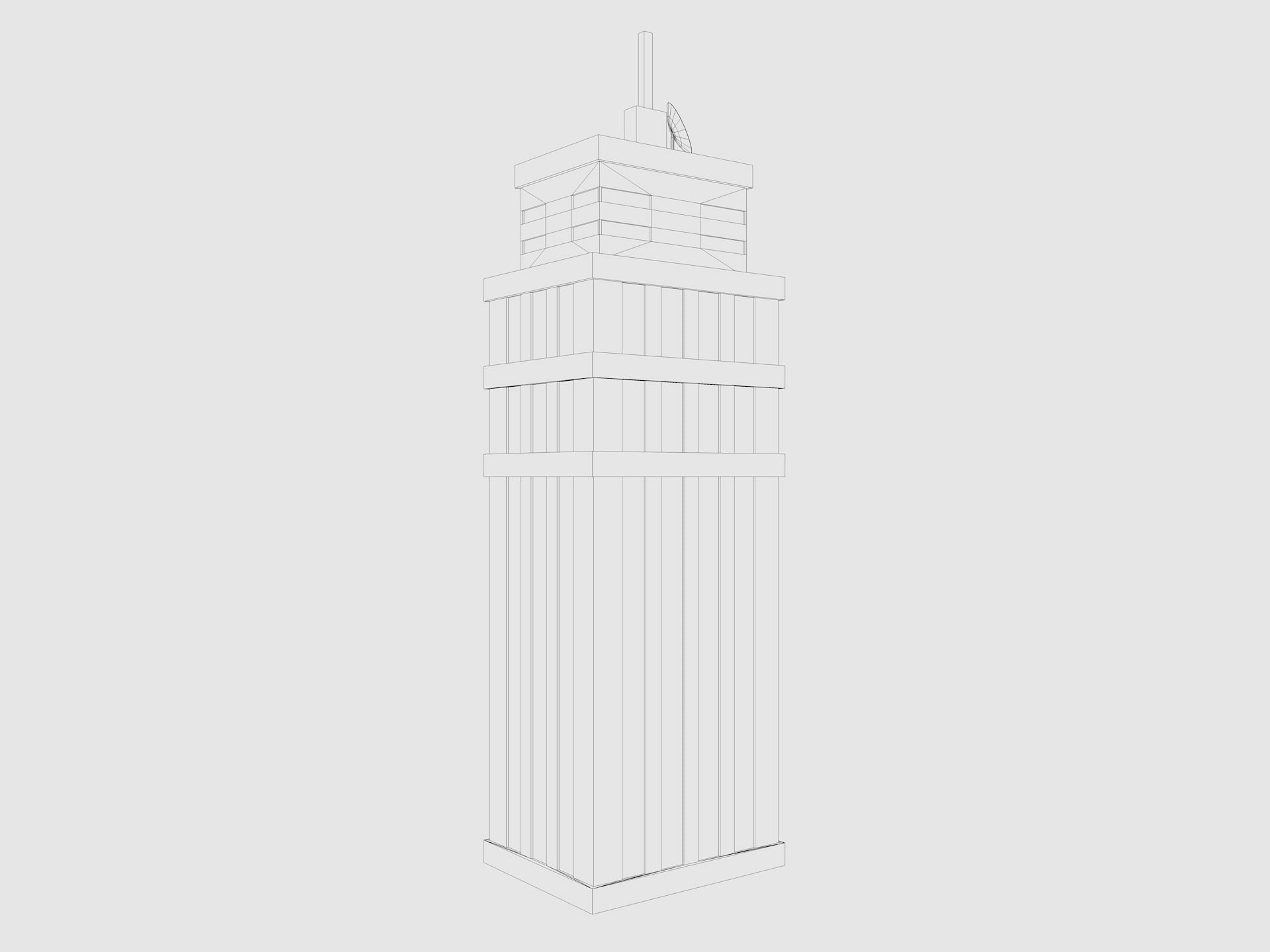 Cartoon skyscraper building 1 low poly Low-poly 3D model_5
