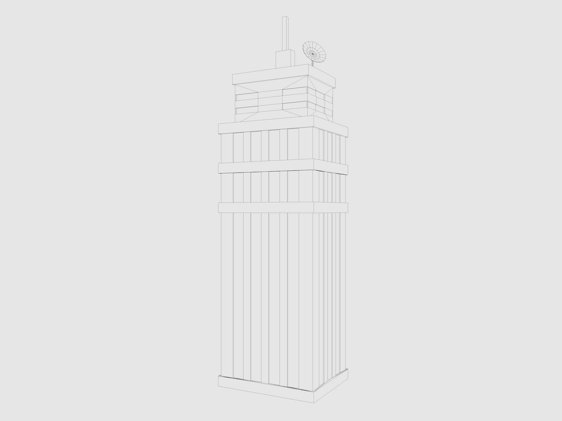 Cartoon skyscraper building 1 low poly Low-poly 3D model_9