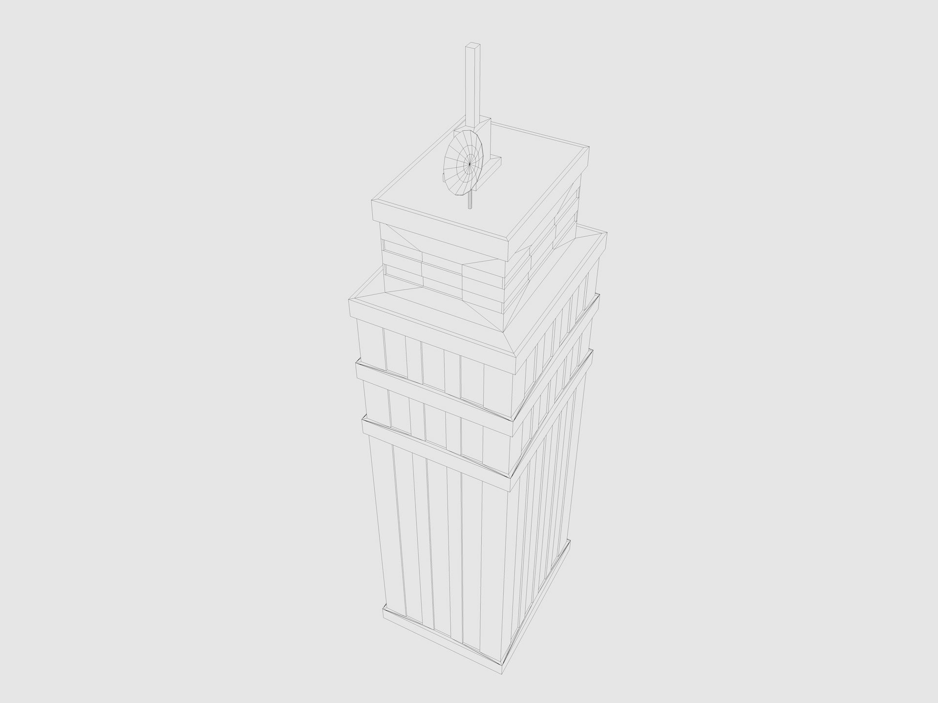 Cartoon skyscraper building 1 low poly Low-poly 3D model_8