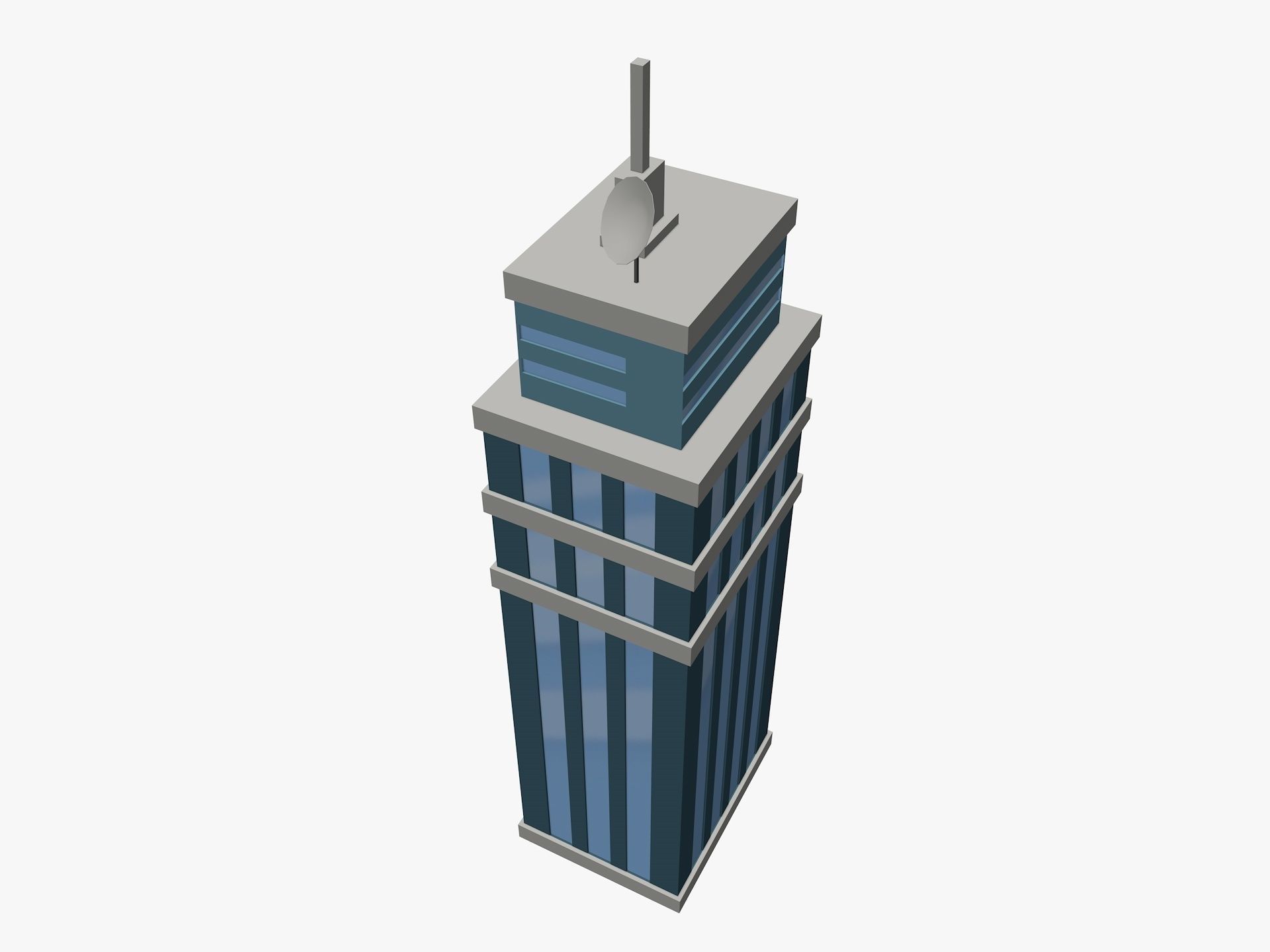 Cartoon skyscraper building 1 low poly Low-poly 3D model_4