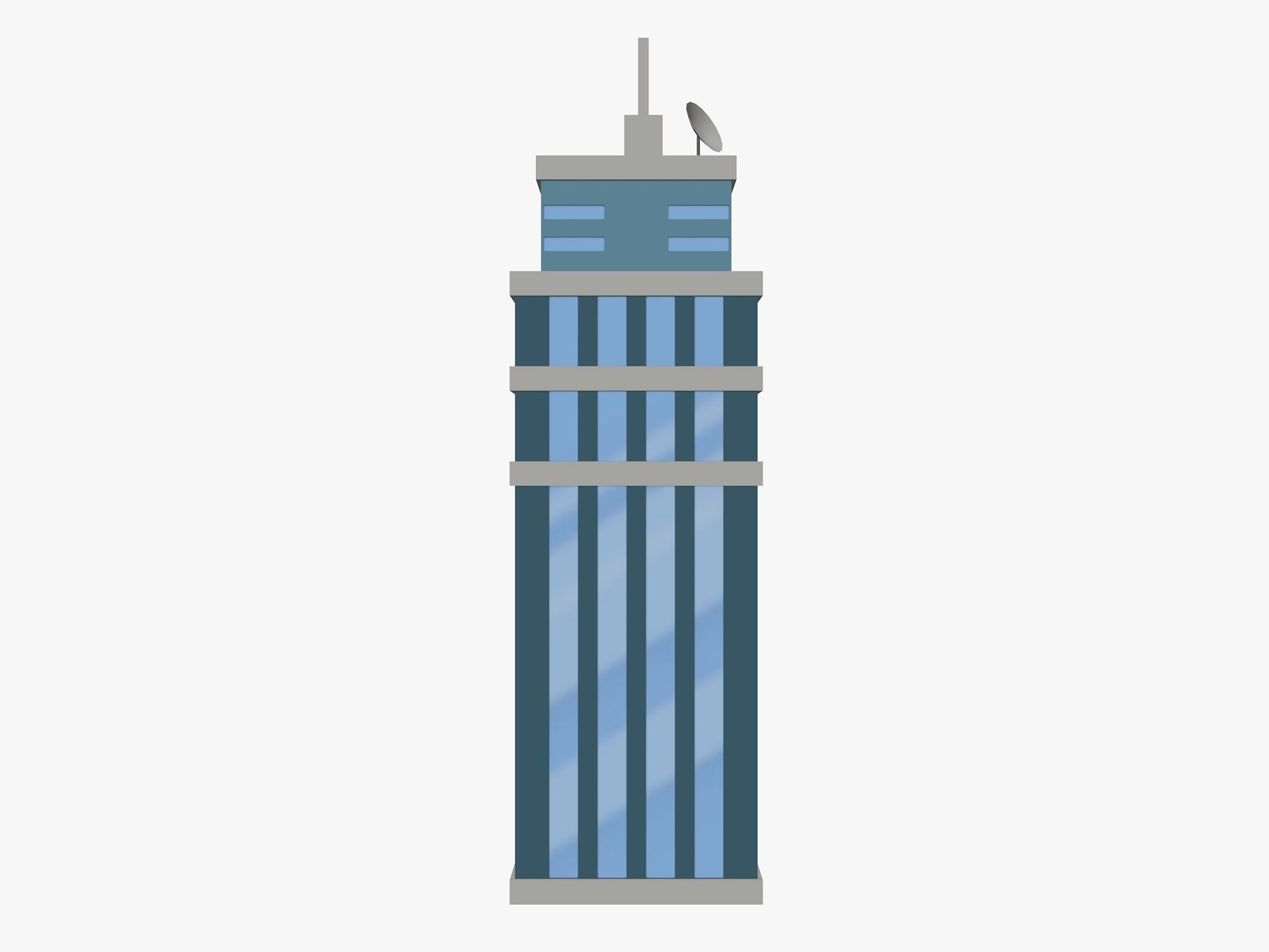 Cartoon skyscraper building 1 low poly Low-poly 3D model_2
