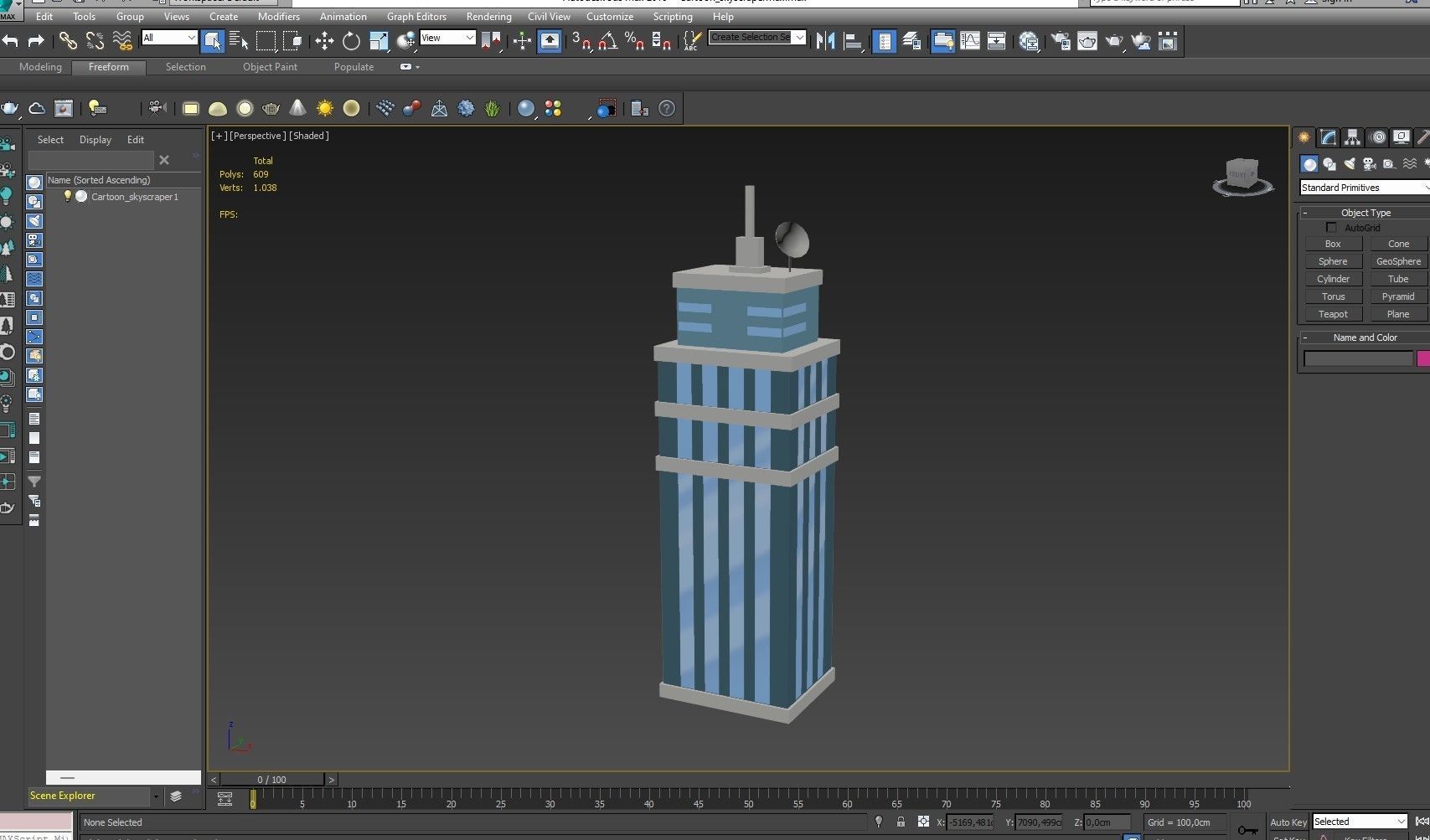 Cartoon skyscraper building 1 low poly Low-poly 3D model_11