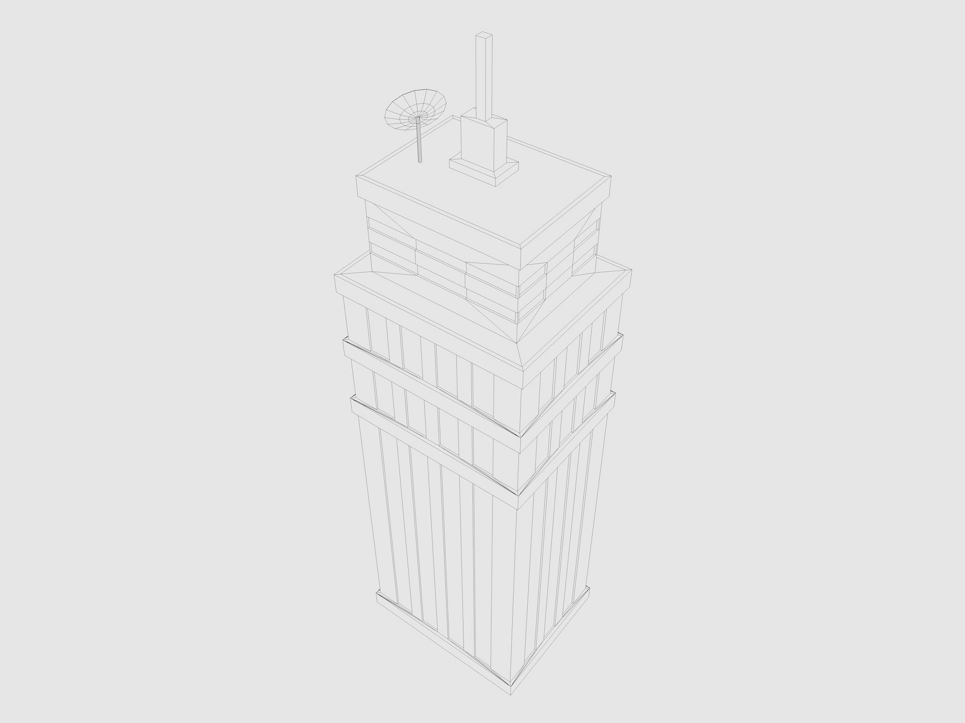 Cartoon skyscraper building 1 low poly Low-poly 3D model_7