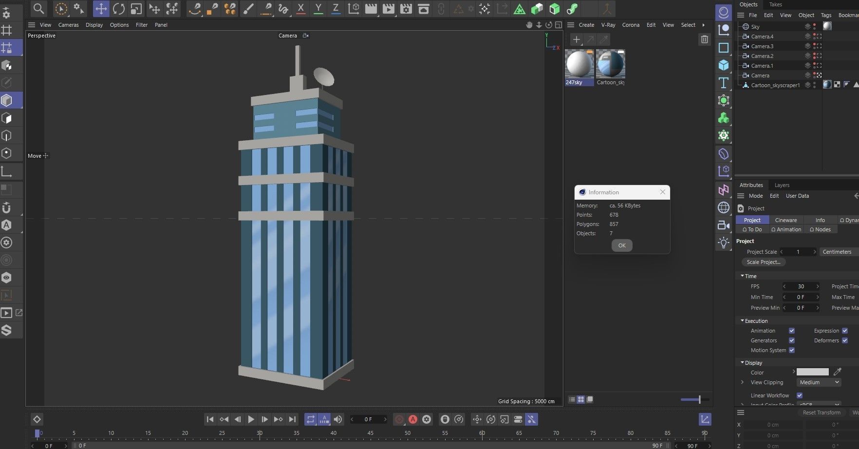 Cartoon skyscraper building 1 low poly Low-poly 3D model_10